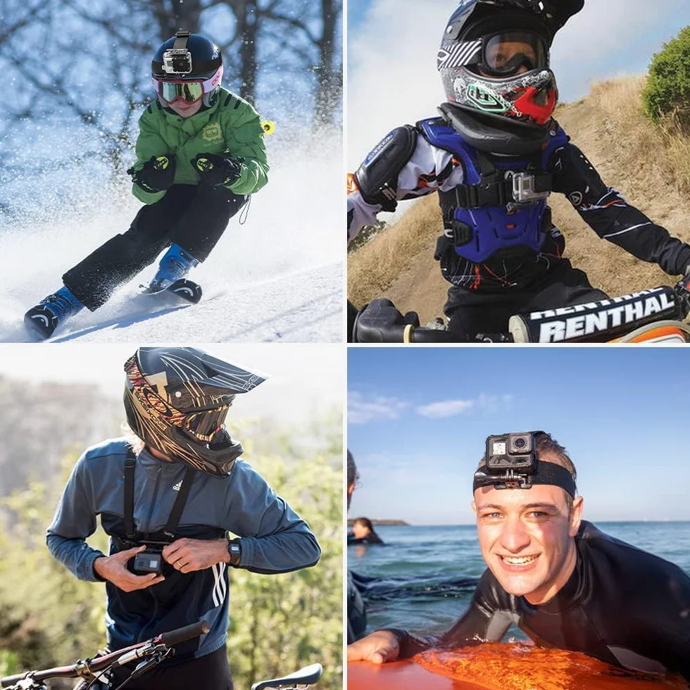 Chesty Opaska na Głowę Uchwyt Mocowanie Klatkę Piersiową do GoPro | Zestaw Pas Piersiowy Head Strap, do Go Pro Hero 13 12 11 10 9 8 7 6 5 Max Mission Session AKASO DJI Osmo Kamery Sportowe