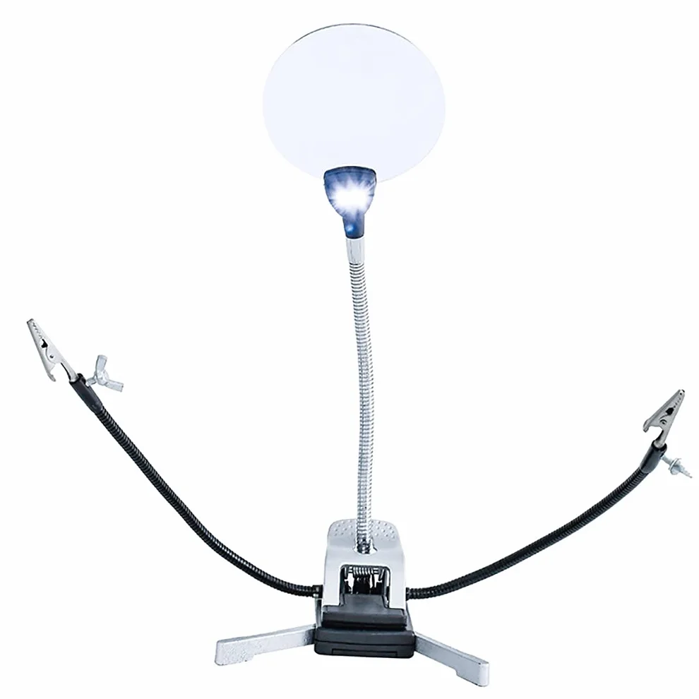 Lupa do czytania Lampa z lupą Biurkowa lupa do czytania z podświetleniem LED Obiektyw 65 mm ze stojakiem Regulowany metalowy wąż Szkło powiększające Ciepłe życie