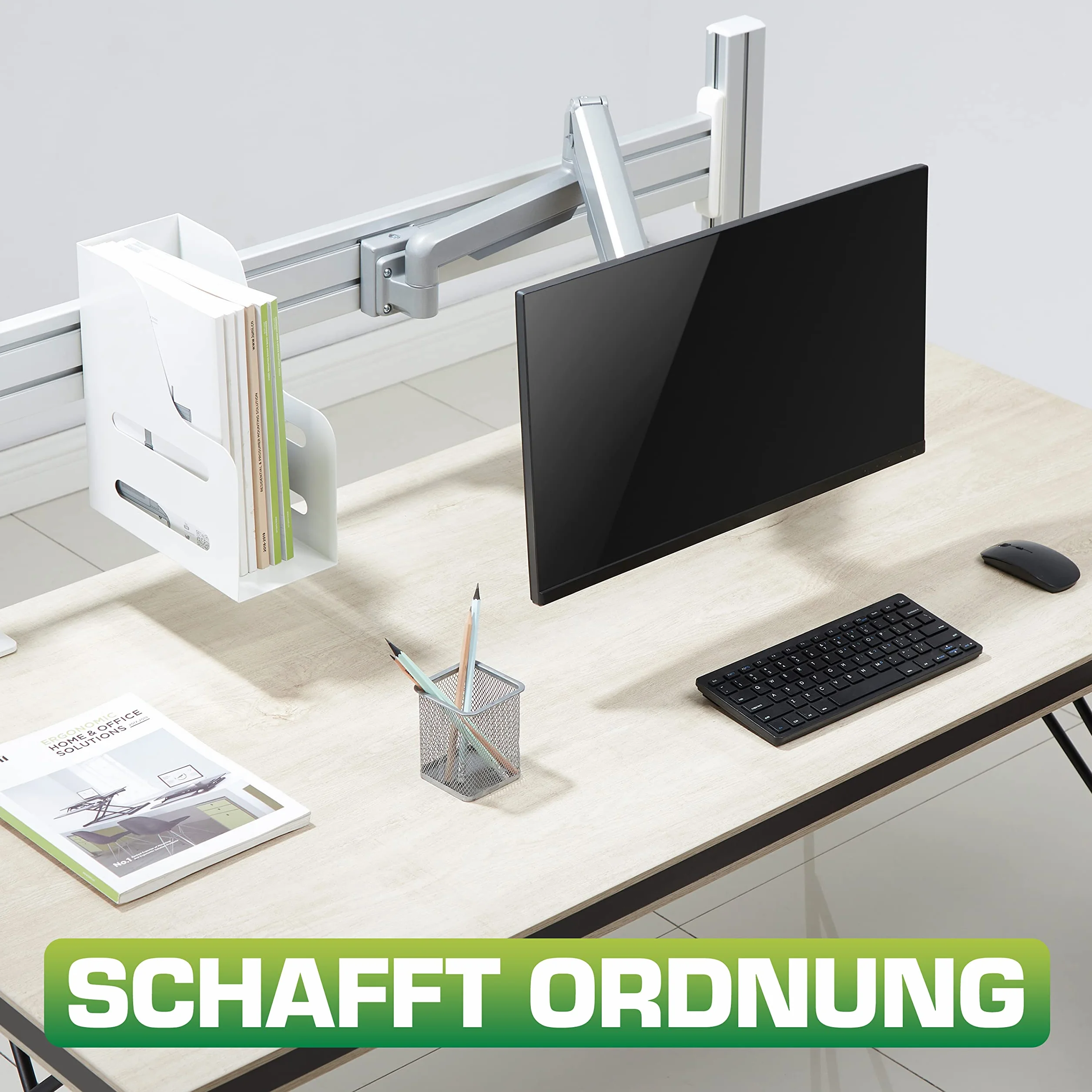 InLine Slatwall Supporto Monitor 2 snodi, silver