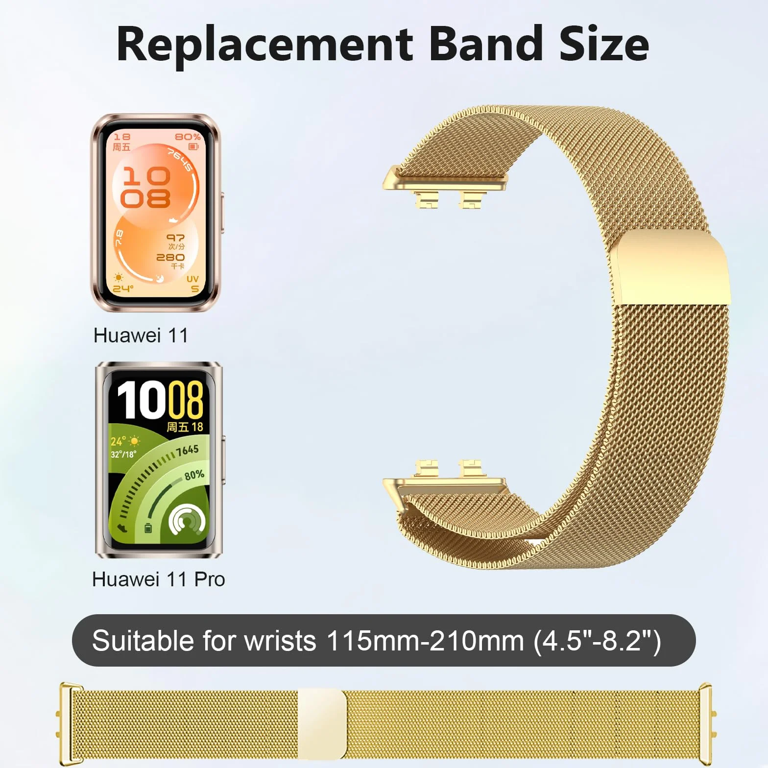 Paski Mesh Stali Szlachetnej Kompatybilny z Huawei Band 11/Band 11 Pro, ZapięCie Magnetyczne/OddychająCy/Odporny ZużYcie, Metalowy Pasek Kobiet Męż Czyzn