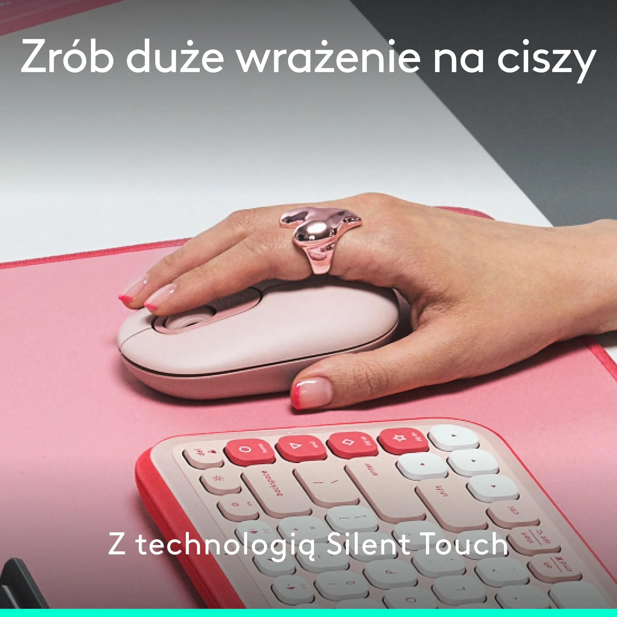 Logitech POP Mouse, przenośna bezprzewodowa mysz Bluetooth | Programowalne przyciski, ciche kliknięcia, Easy-Switch, do laptopa, tabletu i komputera PC — Róża