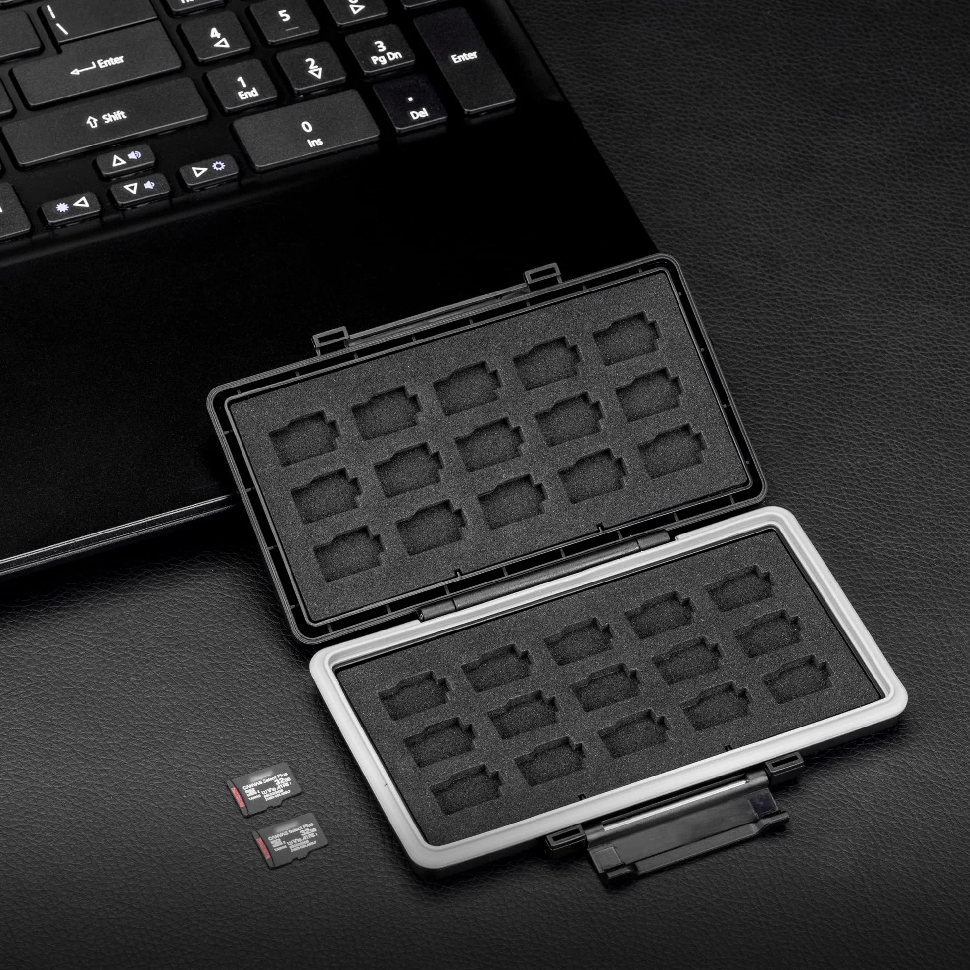 JJC Wodoodporne etui na karty pamięci na 30 kart Micro SD/SDXC/SDHCSD, pudełko na karty pamięci, etui do przechowywania kart MSD