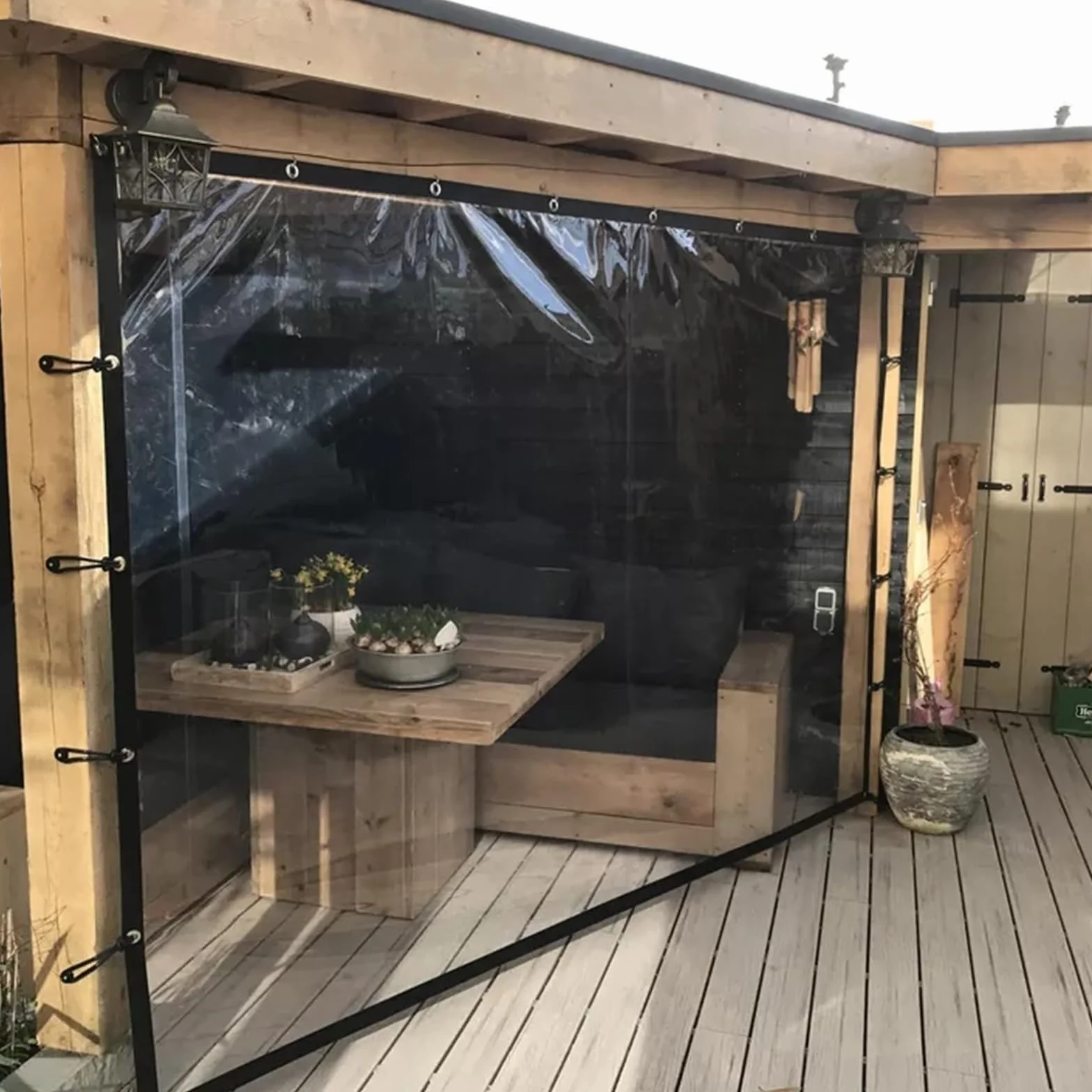 Przezroczyste Zasłony Pergola Wodoodporne Panele Boczne 9.84x14.76ft