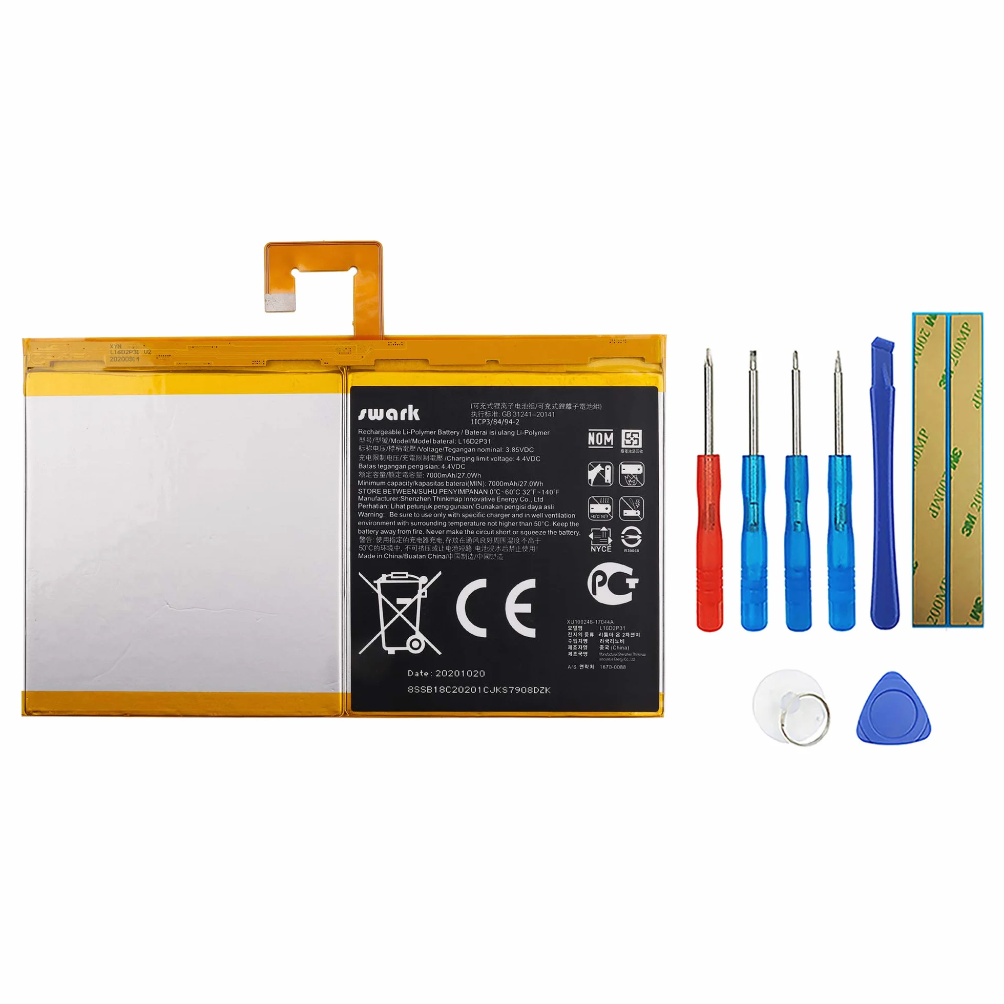 Akumulator L16D2P31 kompatybilny z Lenovo Tab 4 10 Plus TB-X704F TAB TB-X704A Tb-X704 with Tools