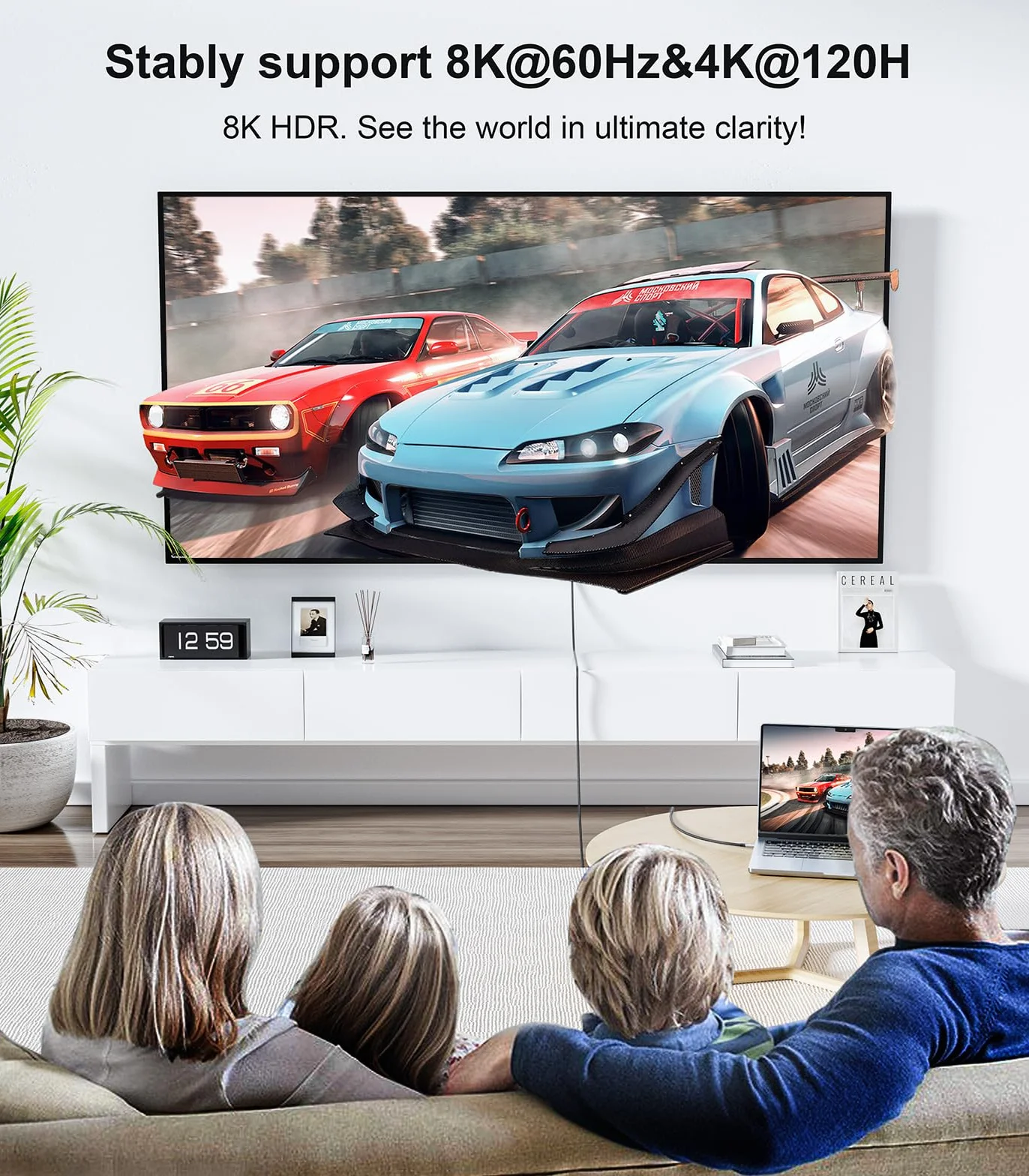 Reborn Kabel USB C na HDMI 2.1 [8K przy 60 Hz, 4K przy 144 Hz, 2K przy 240 Hz] 6FT typ C do HDMI 8K przewód obsługuje 48 Gb/s, HDCP2.3 / HDR [kompatybilny z Thunderbolt 3/4] do MacBooka, iPada Pro