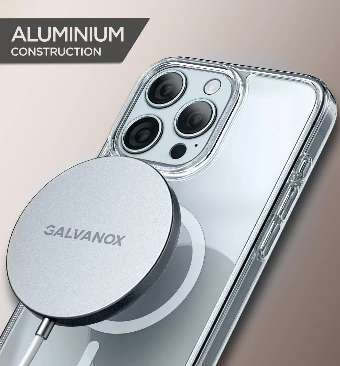 Galvanox Bezprzewodowa ładowarka z bardzo długim przewodem do iPhone'a - 3 m (kompatybilna z MagSafe), magnetyczna podkładka do szybkiego ładowania (15 W) z kablem 3 m (biała)