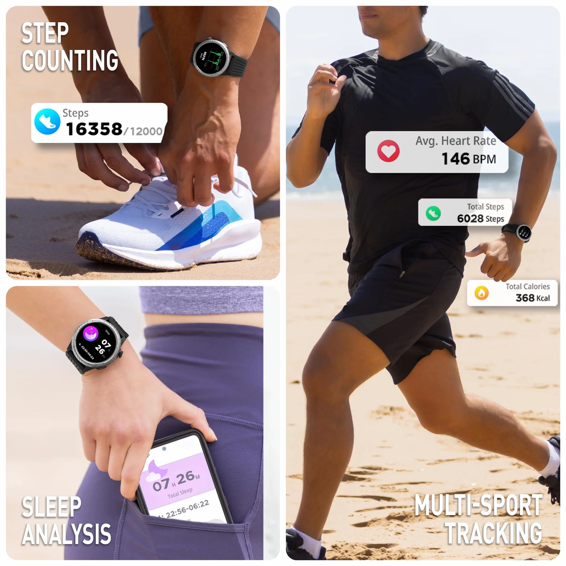 Reflex Active Sea Venture 50m Swim-Safe AMOLED GPS czarny pasek smartwatch