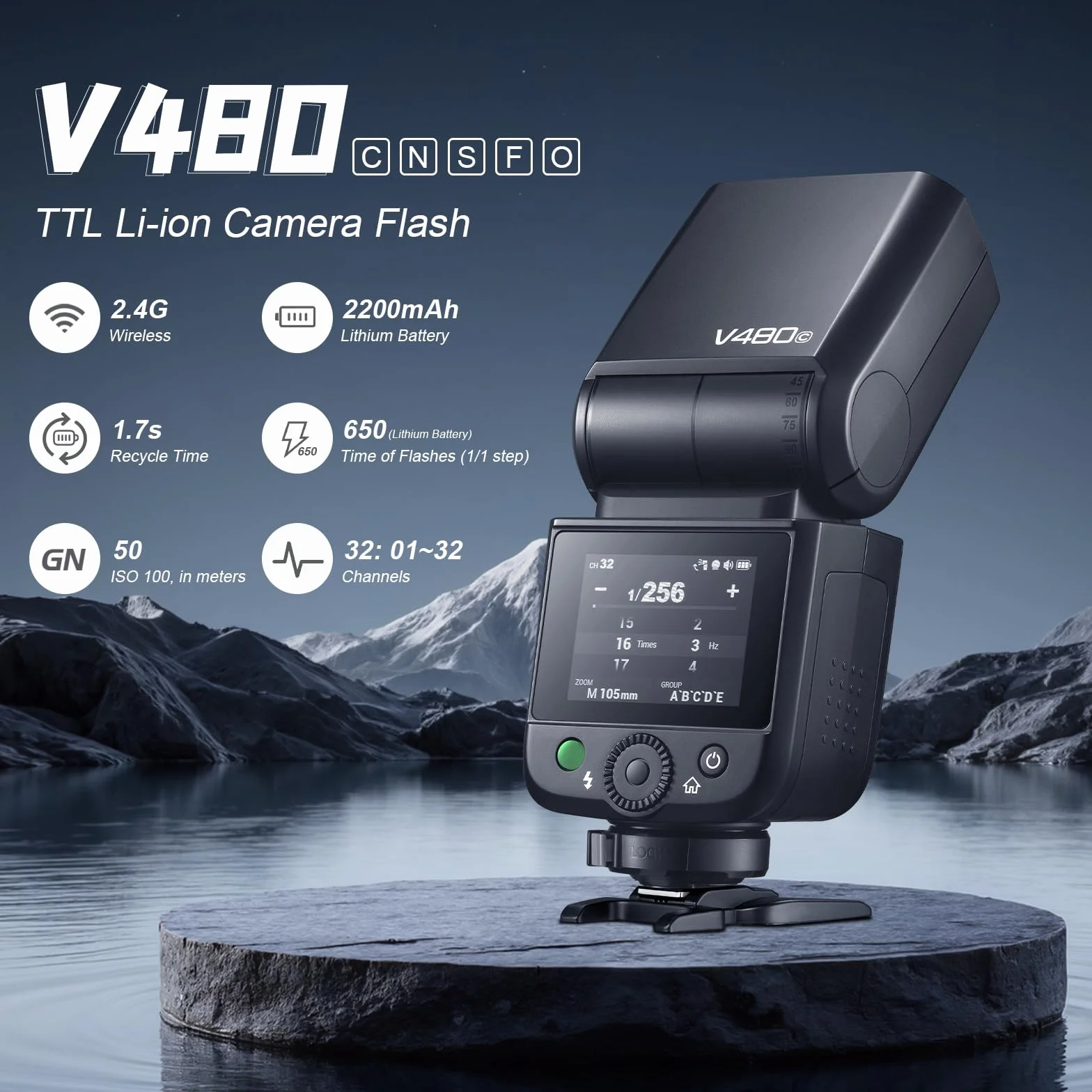 Godox V480S V480-S lampa błyskowa do aparatu Flash Speedlite 7,2 V/2200 mAh TTL GN50 650 lampa błyskowa o pełnej mocy do kamer Sony