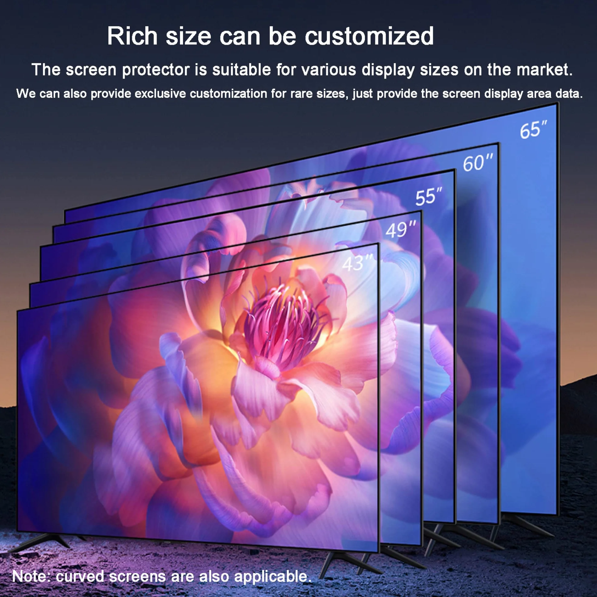 Folia ochronna na ekran telewizora, folia ochronna na ekran telewizora o przekątnej 32-75 cali, folia antyodblaskowa i przeciwzarysowa do wyświetlaczy LCD, LED, 4K OLED i QLED HDTV(65in 1440x809mm)