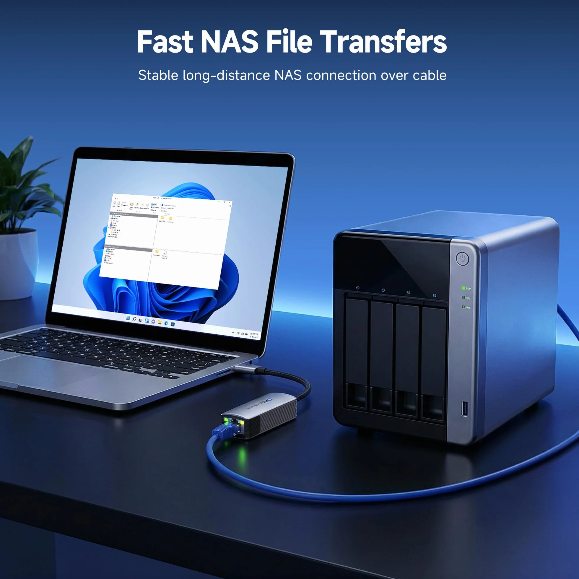 Cable Matters Adapter USB-C do Ethernet 10 Gb, Cichy i Niskotemperaturowy | Rzeczywista prędkość ok. 7 Gbps w Windows i 5 Gbps w macOS, zgodny z USB4 i Thunderbolt 5/4/3