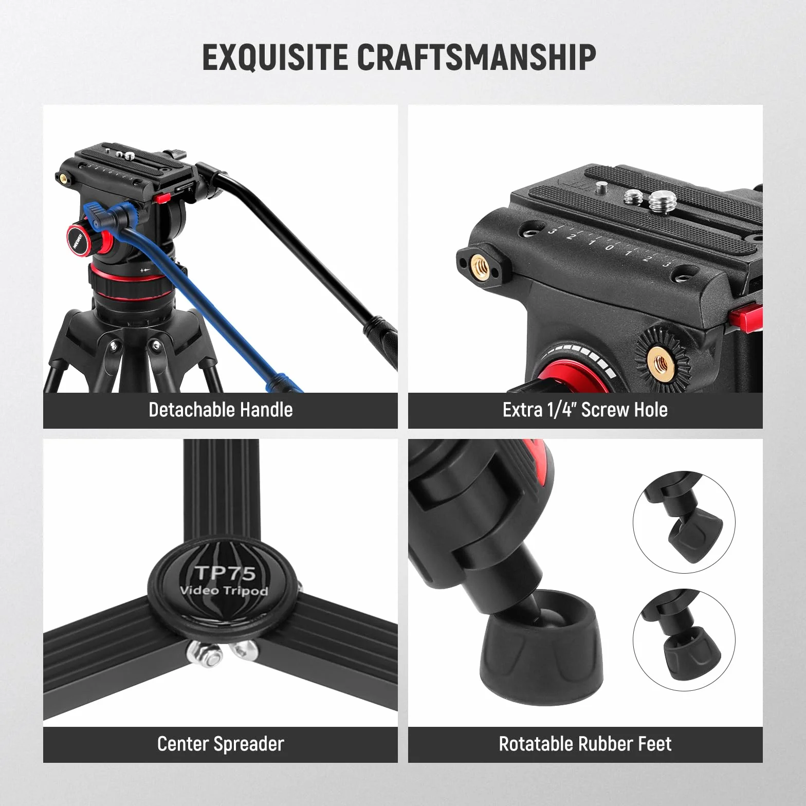 NEEWER 74" Pro statyw wideo z regulowaną amortyzacją, metalowa płyta QR Dual Mode, kompatybilny z DJI RS Gimbals Manfrotto, elastyczny obrót o 360° i nachylenie +90°/-75°, maksymalne obciążenie 10 kg,