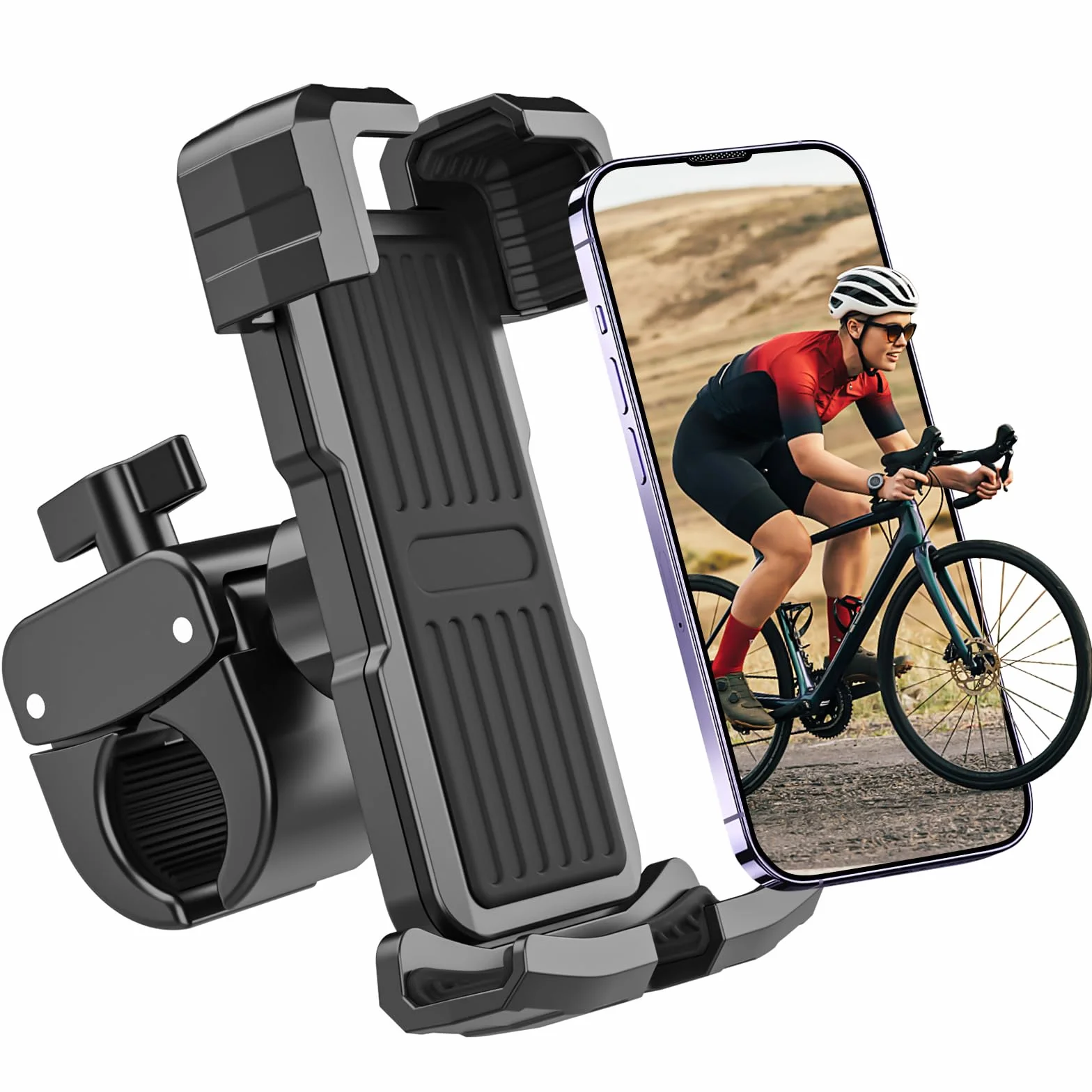 Uniwersalny uchwyt rowerowy na kierownicę 360° obrót [bezpieczny zamek] uchwyt motocyklowy na smartfon do iPhone'a, Samsunga i wszystkich telefonów 4,5-7,0 cala
