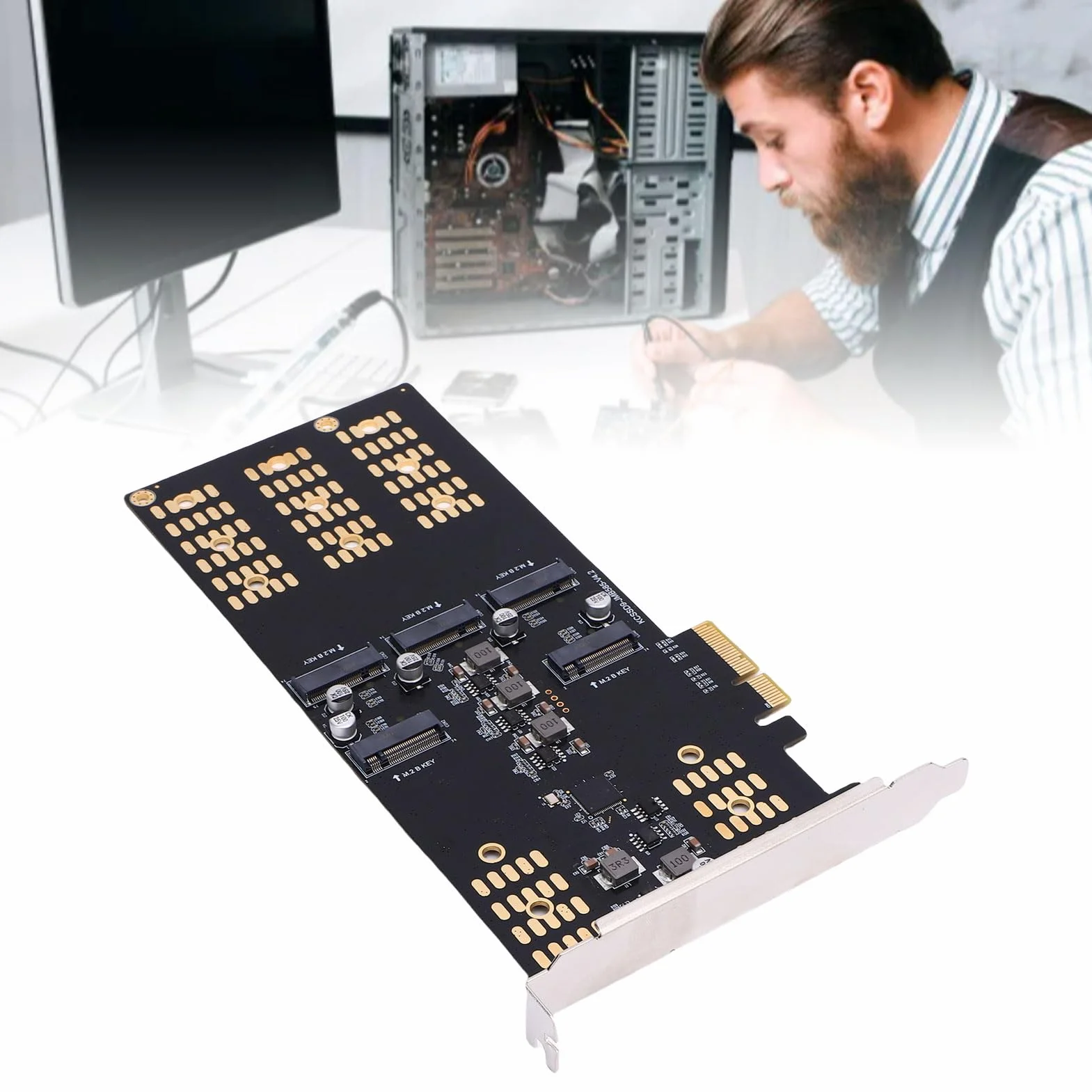 Cuifati M.2 PCIE do M.2 Serial ATA Ssd Adapter, 5 Szczeliny M.2 PCIE Karta Ekspansji, PCIE i Szeregowe Protokoły ATA, M. 2 PCIE do M. 2 Adapter Ssd, dla 2 280 2 260 2 24 2 2 2