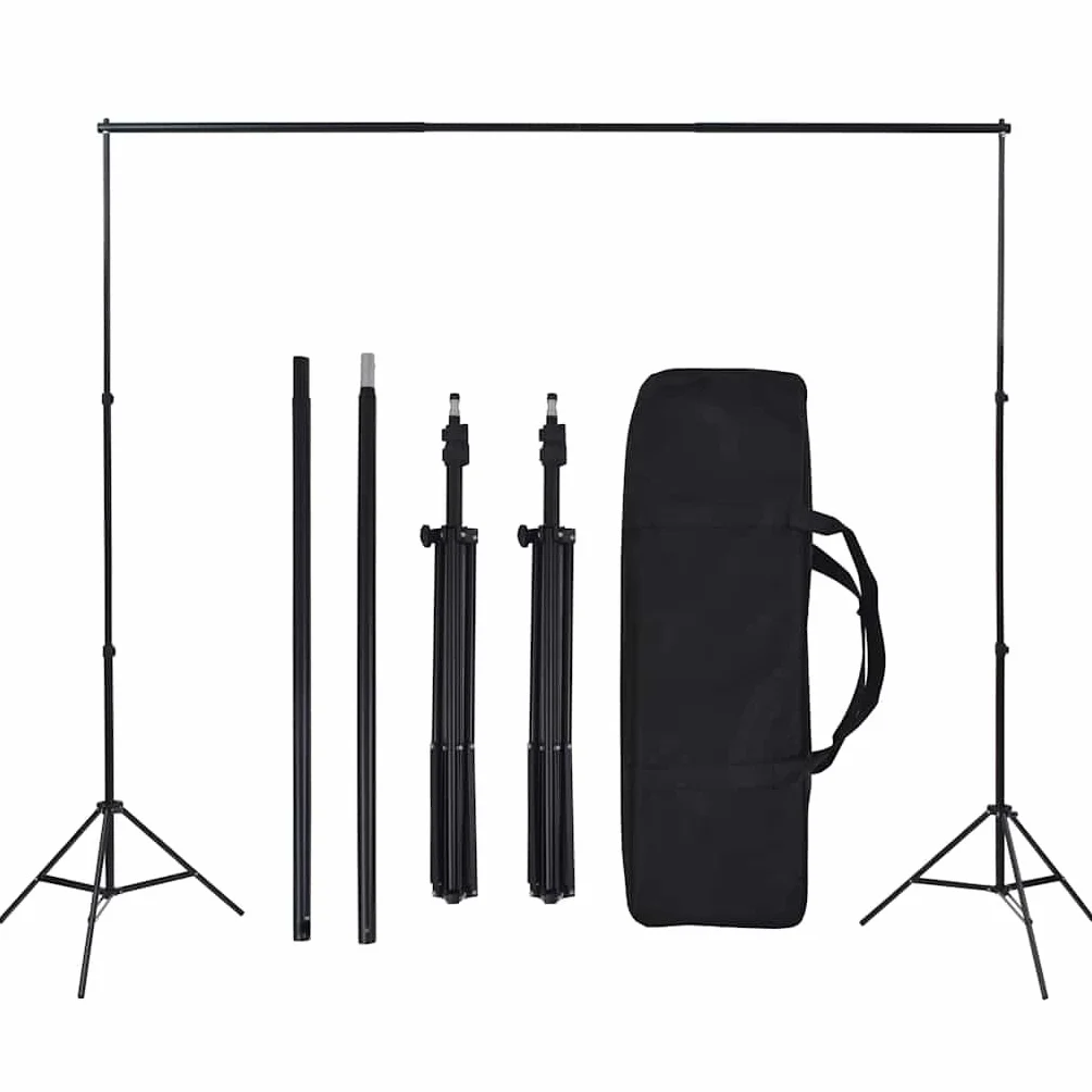 Zestaw do studia fotograficznego z 5 kolorowymi tłami, statywem o regulowanej wysokości, 2 lampy dzienne 5500 K, 2 abażury, aluminiowe zawieszenie i torby do przenoszenia do fotografii studyjnej i
