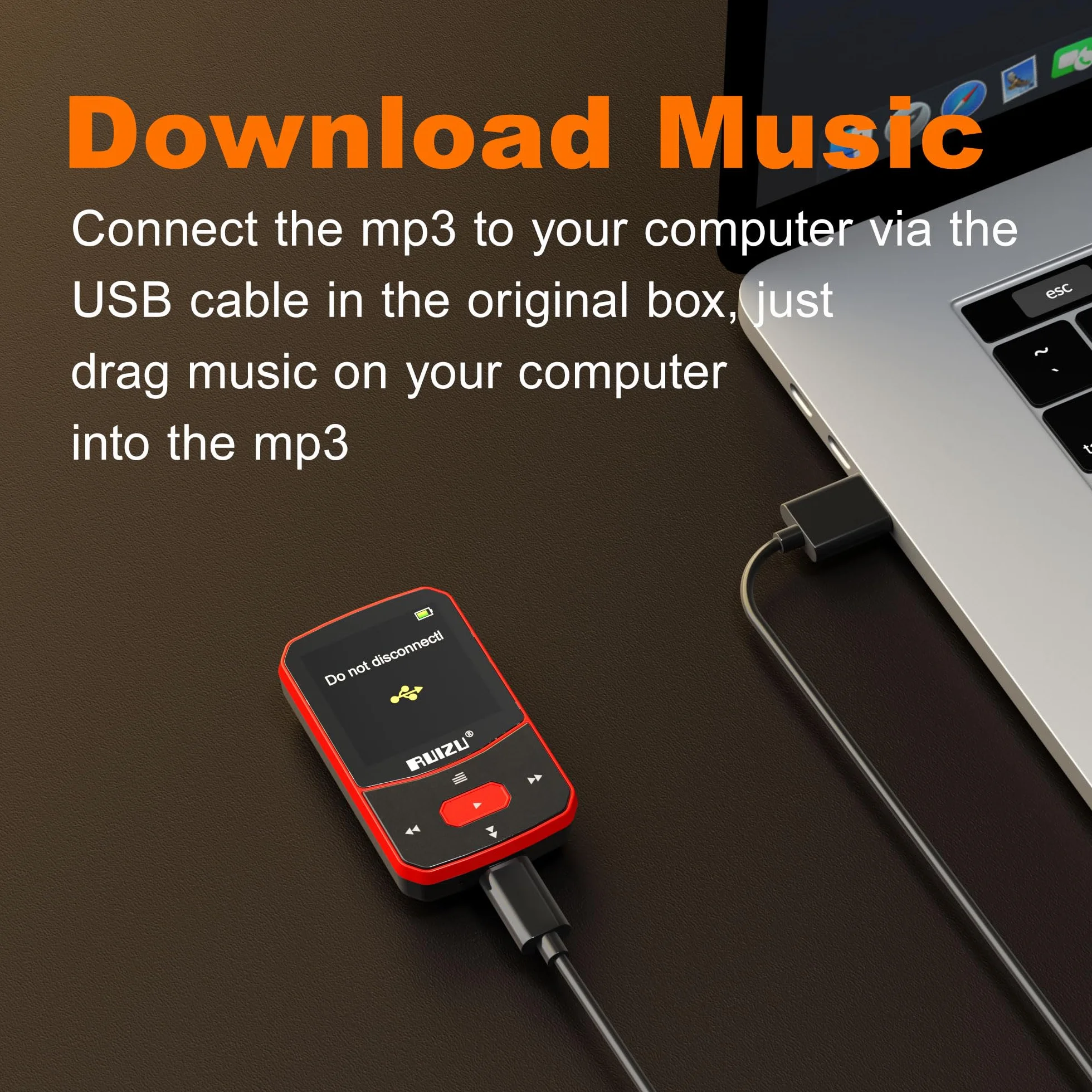 64GB odtwarzacz MP3 Bluetooth 5.3 Sport z 1.5-calowym TFT kolorowym ekranem, mini odtwarzacz muzyki z klipsem, do biegania, radio UKF, rejestrator, krokomierz, powtórzenie A-B, obsługuje kartę SD do