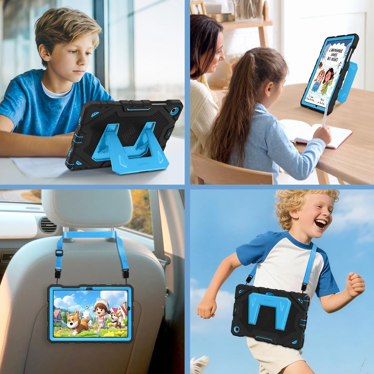 FINTIE Etui do Samsung Galaxy Tab A11 Plus (A11+) 11 cali 2025 i Galaxy Tab A9 Plus (A9+) 11" 2023, odporne na wstrząsy z podpórką, czarne/niebieskie