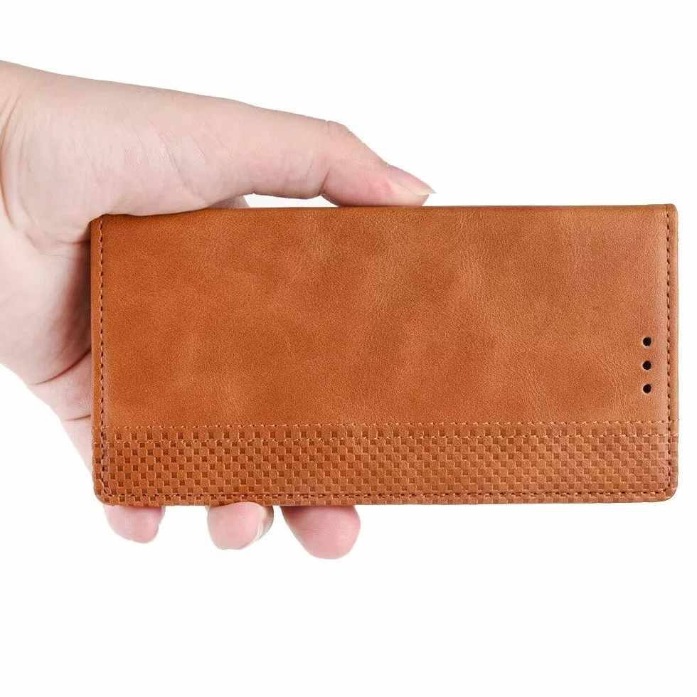 Etui z klapką ze skóry flip do Realme C71 Brązowe