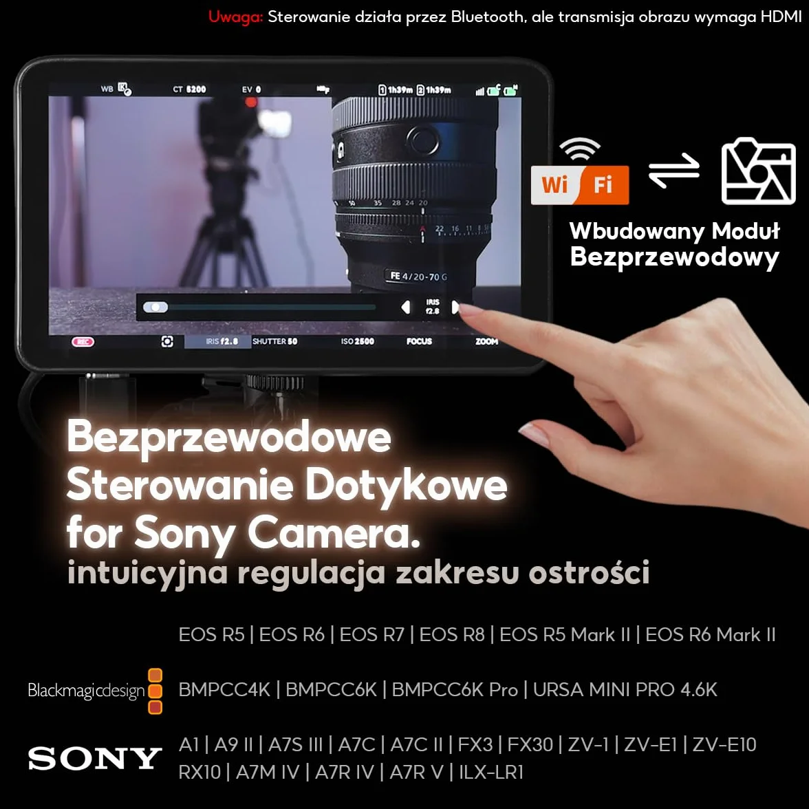 Portkeys LH7P Monitor Polowy 7 Cali 1000 nitów, Ekran Dotykowy, 4K HDMI z 3D LUT, Sterowanie Bezprzewodowe, Kształt Fali Luma, Fałszywy Kolor, Kompatybilny z BMPCC