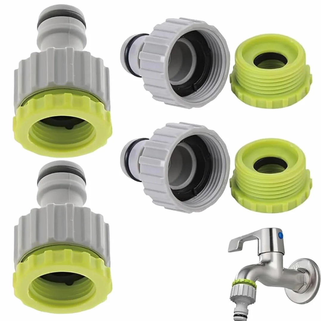 4 szt. złączek do kranów ogrodowych, szybkozłączki do węża ogrodowego 1/2 "i 3/4", adapter do kranu, tworzywo sztuczne, adapter kranu, do węża nawadniającego