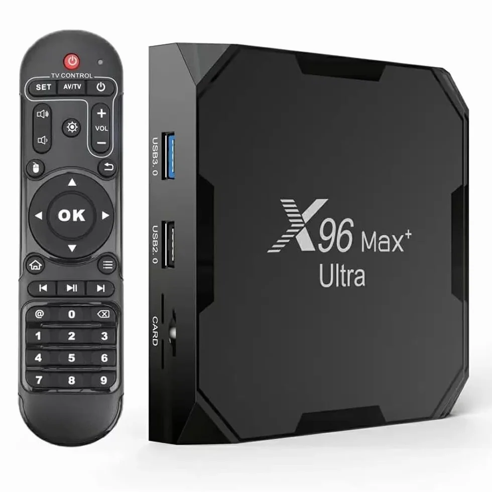 X96 Max Plus Ultra TV Box Android 11 Amlogic S905X4 4 GB 32 GB Obsługa AV1 8K Dual WiFi BT Obsługa klawiatury i8 Czarny