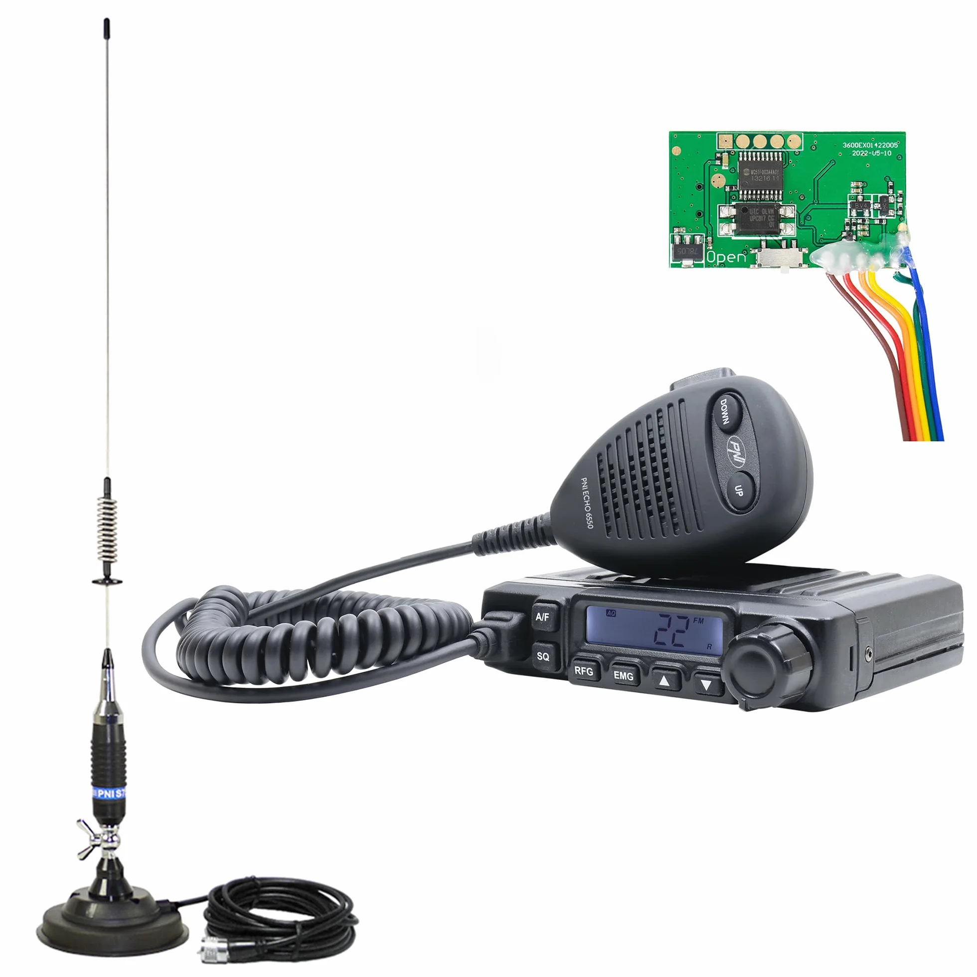 Pakiet stacji radiowej CB PNI Escort HP 6550 z zainstalowanym PNI ECH01 + antena CB S75 z magnesem
