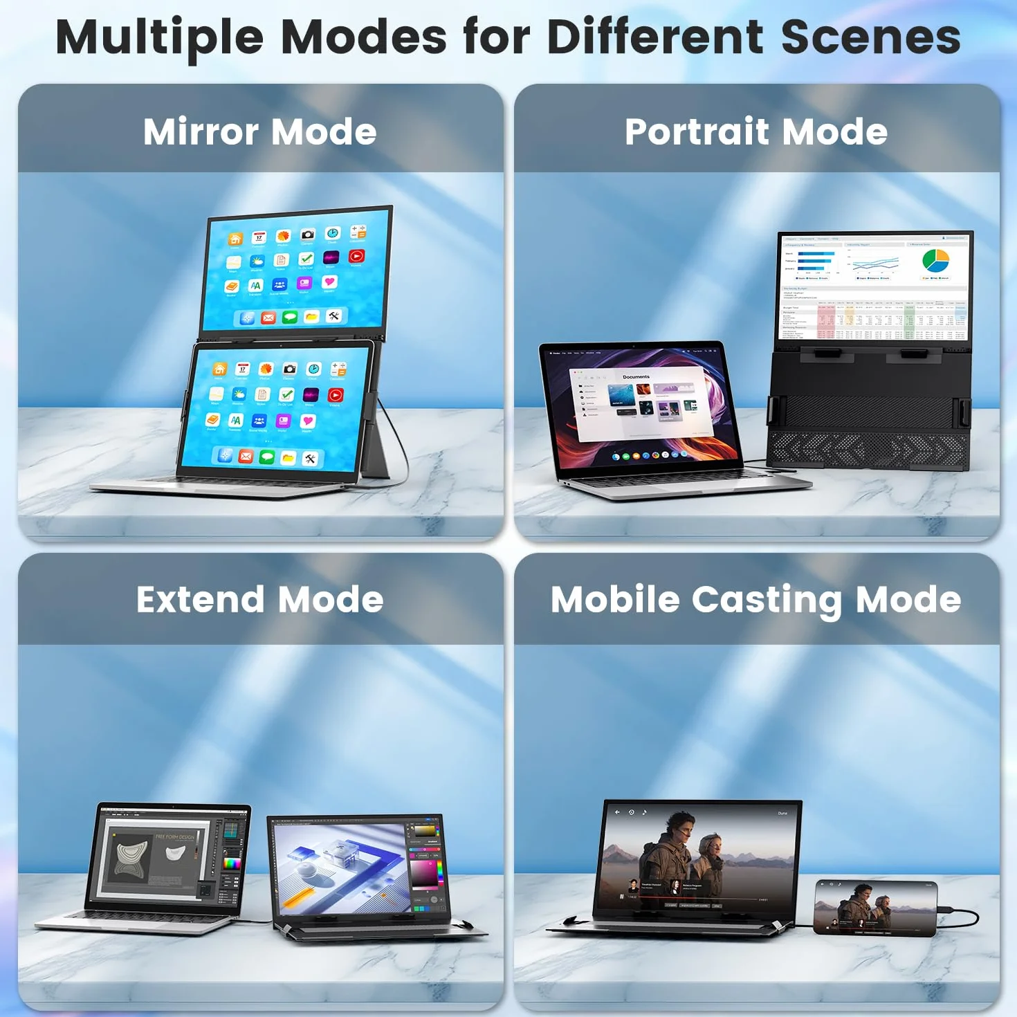 Teamgee Przedłużacz ekranu laptopa 35.6 cm, 1080P FHD IPS przenośny monitor do laptopa, Plug & Play, podwójny ekran, współpracuje z laptopami 33.0 cm-43.2 cm dla Mac Windows Chrome