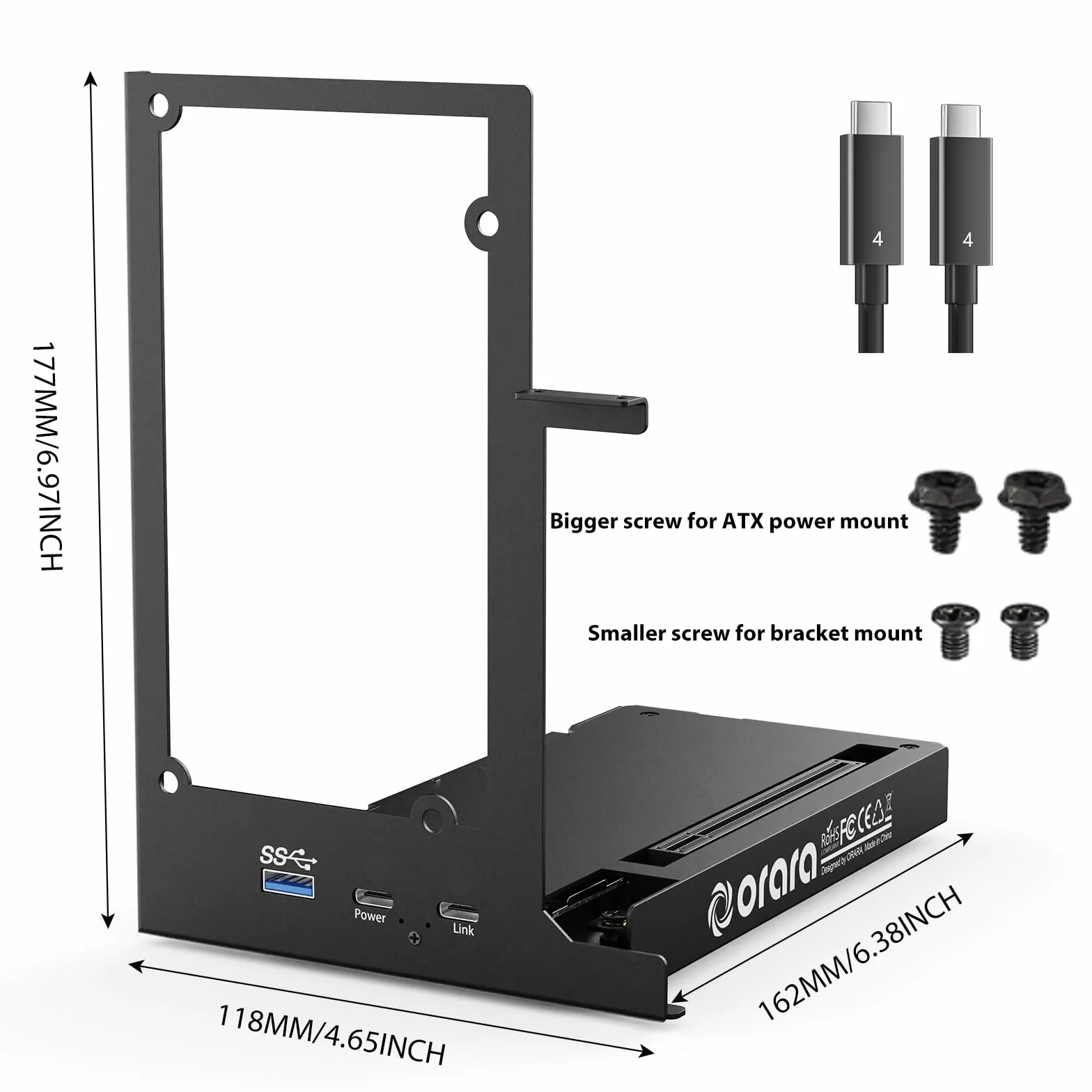 Zewnętrzna stacja dokująca GPU, obudowa mini eGPU kompatybilna z Thunderbolt 3/4, USB4 40 Gb/s, stacja dokująca do kart graficznych NVIDIA/AMD PCIe, PD 85W, Daisy Chain, DC/ATX/SFX/FLEX (ORA-GDS-01)