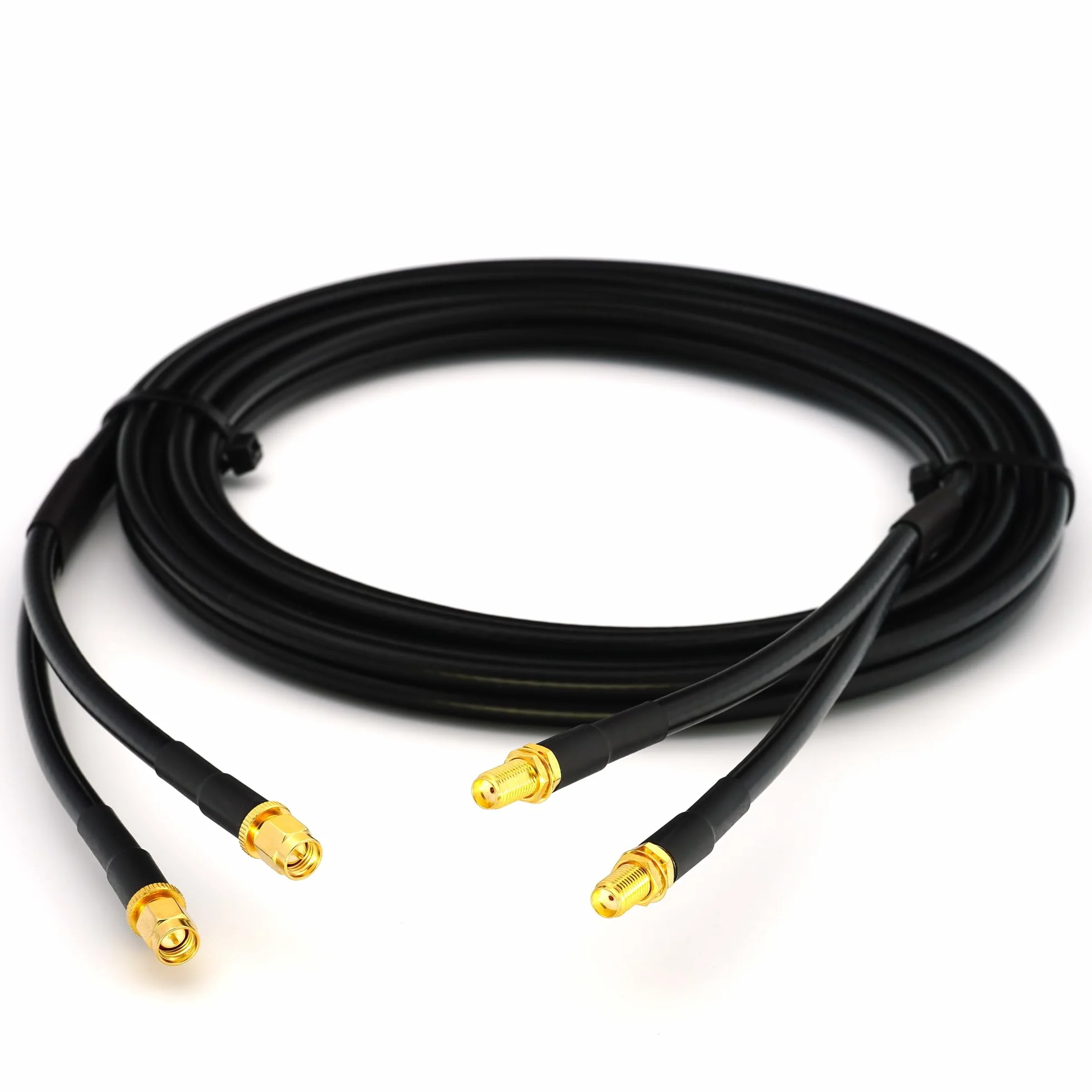 SMA Male to SMA Female 1m Twin Coaxial Cable – HF-240 (LMR240 equivalent) Bare Copper 50ohm Double Extension Cable – LTE CDMA GSM DCS 3G 4G 5G Mobile Signal Router Antenna