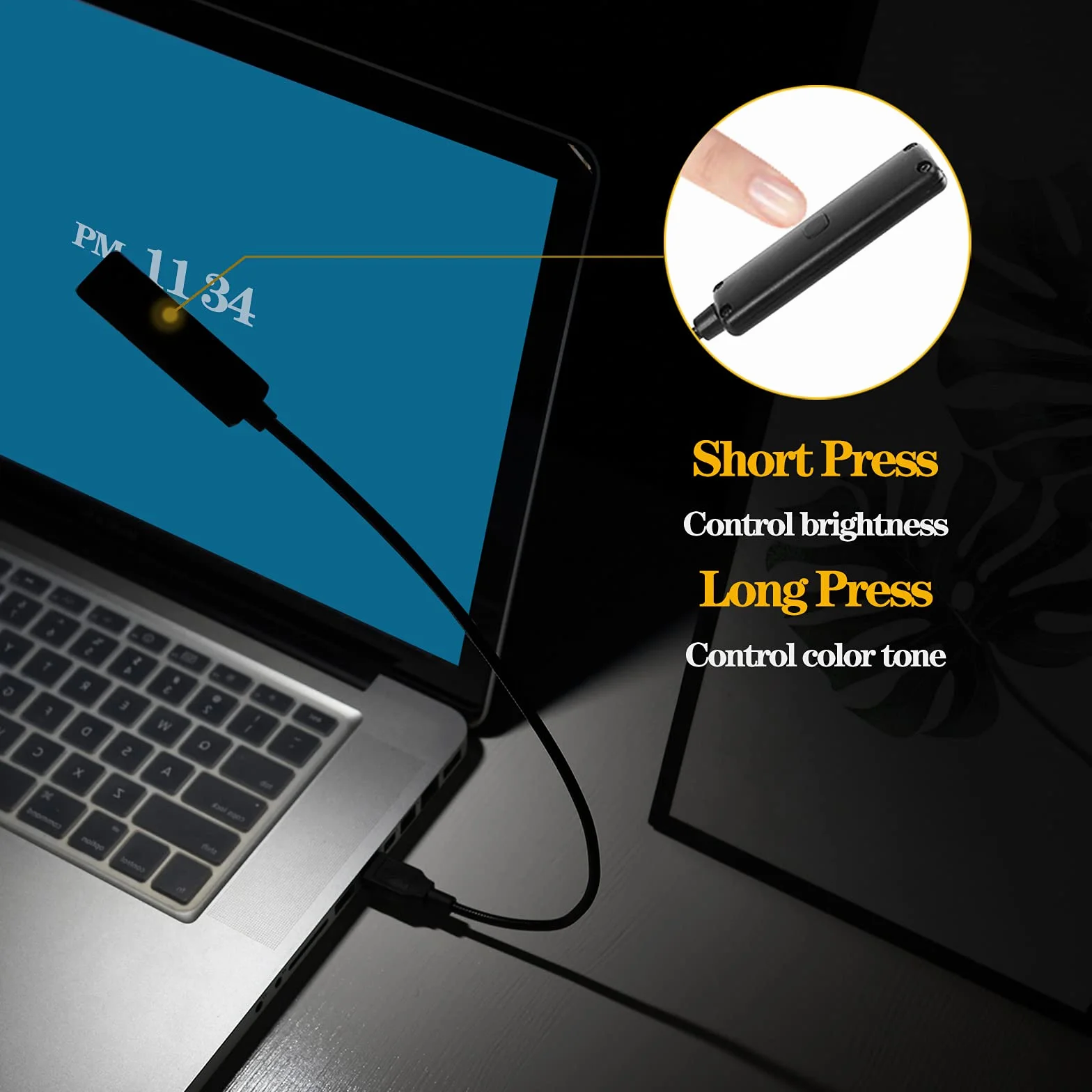 Lampa do czytania USB lampa klawiatury do laptopa regulowana gęsia szyja 3 kolory x 3 jasność USB lampa 1 sztuka + 3 mini lampy LED (1+3)