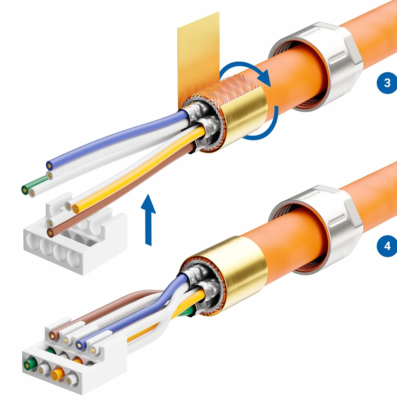 deleyCON CAT 7 Wtyczka Sieciowa Kątowa Ekranowana 10 Gbit/s 600 MHz RJ45