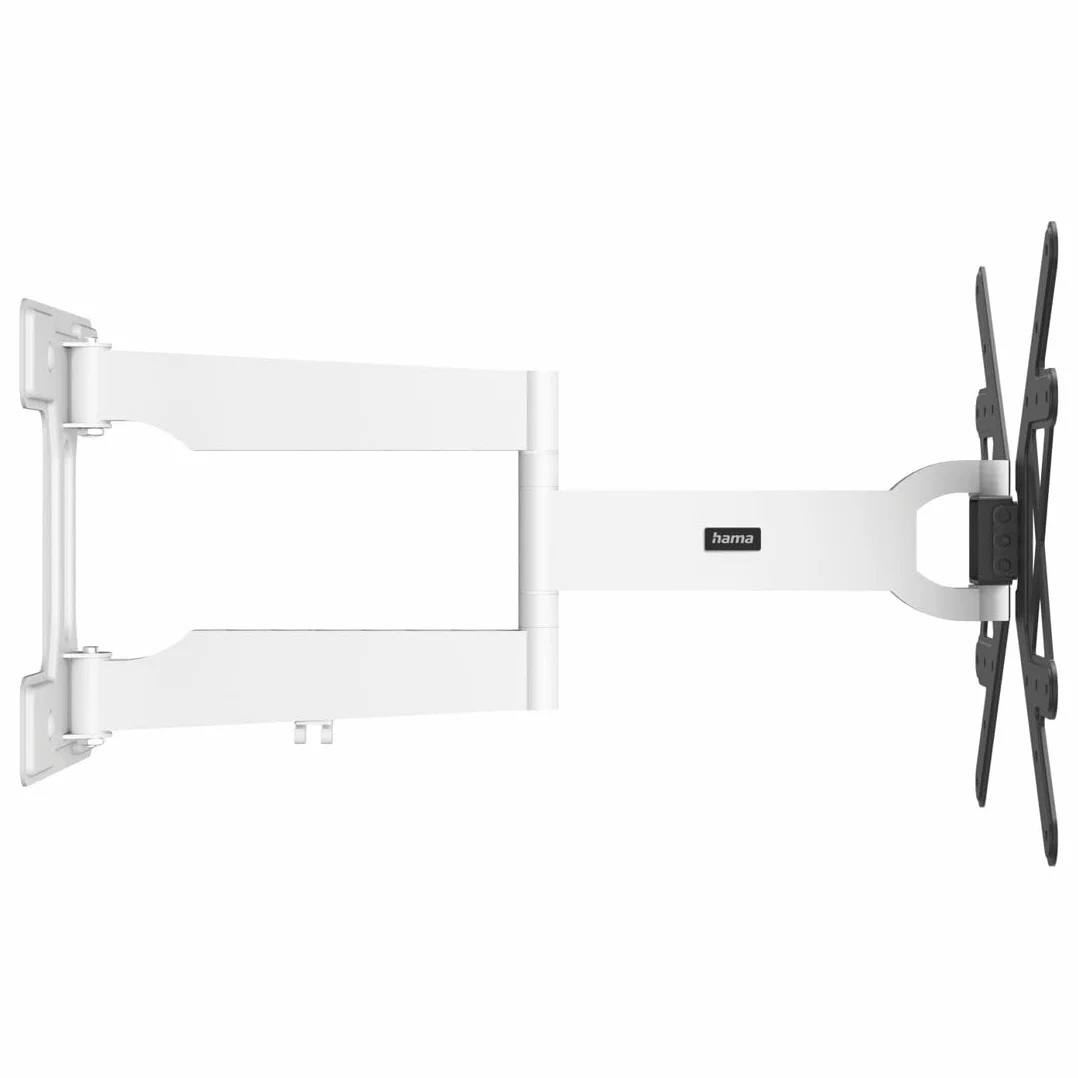 Hama Ruchomy Uchwyt TV Ścienny 32-65 Cali, Długi Wysięgnik 165cm, Maksymalny Udźwig 50 kg, Regulowany, Obrót 180°, Biały/Czarny