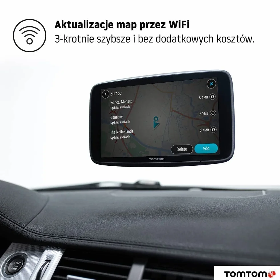 TomTom GO Discover nawigacja GPS z ekranem 5 cali, (mapy Świata, informacje o korkach TomTom Traffic, WiFi, informacje o cenach paliw, dostępności parkingów, uchwyt magnetyczny)
