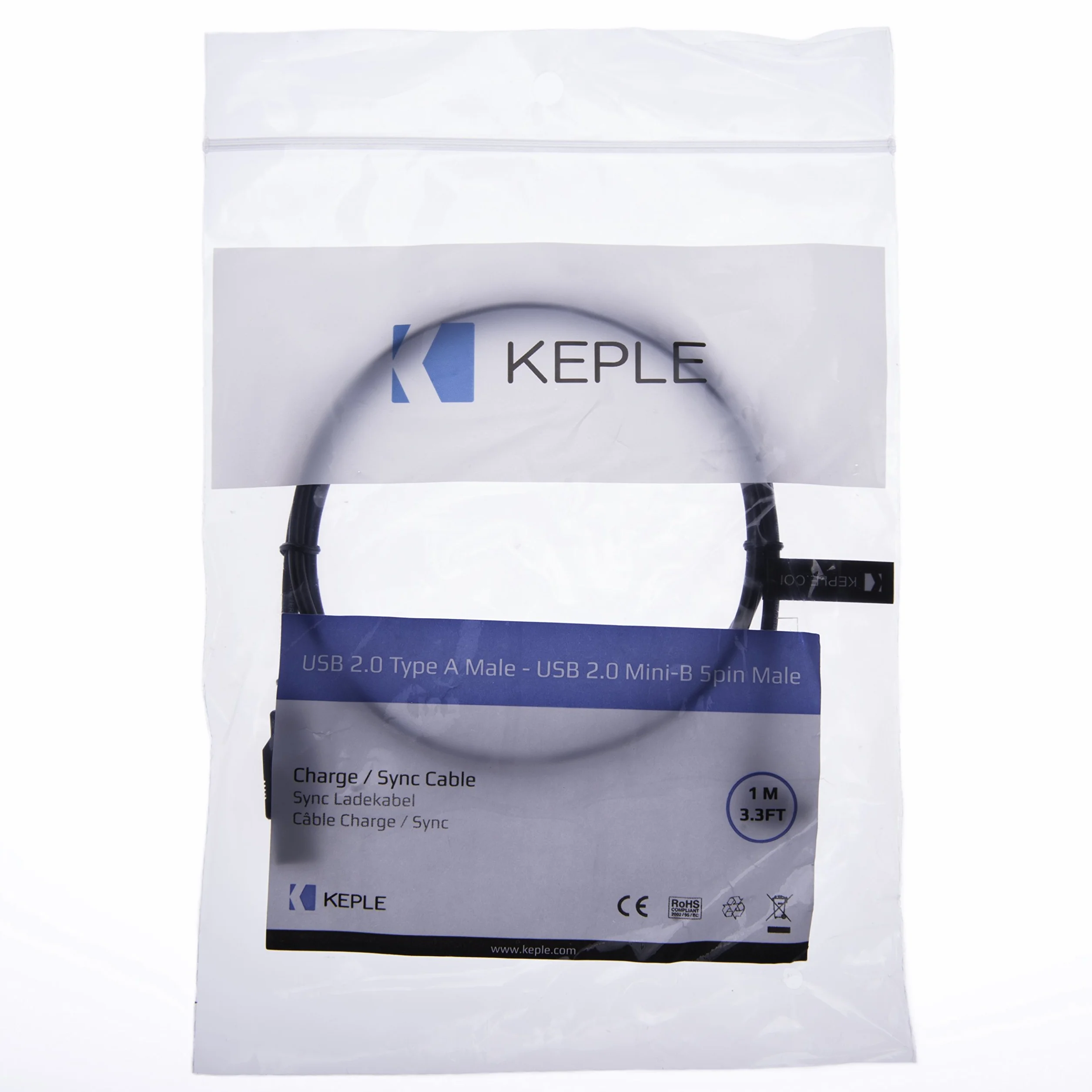 Keple Kąt prosty Mini USB Kabel USB A do Mini USB Ładowarka Kabel Kompatybilny z nuvi 2445/2455 / 2460T / 2475LT / 2496LMT / 2515 / 2595LMT | 1M