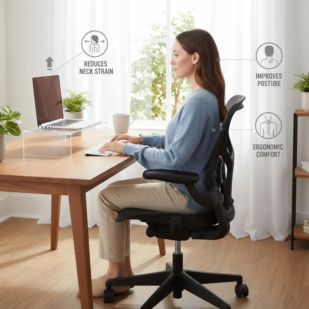 Azar Displays 515338-1PK Akrylowy stojak na laptopa, podstawka komputerowa na biurko, stojak na monitor, organizer do szafy na ubrania i buty, wyświetlacz szafki na akcesoria i wystrój (akryl o