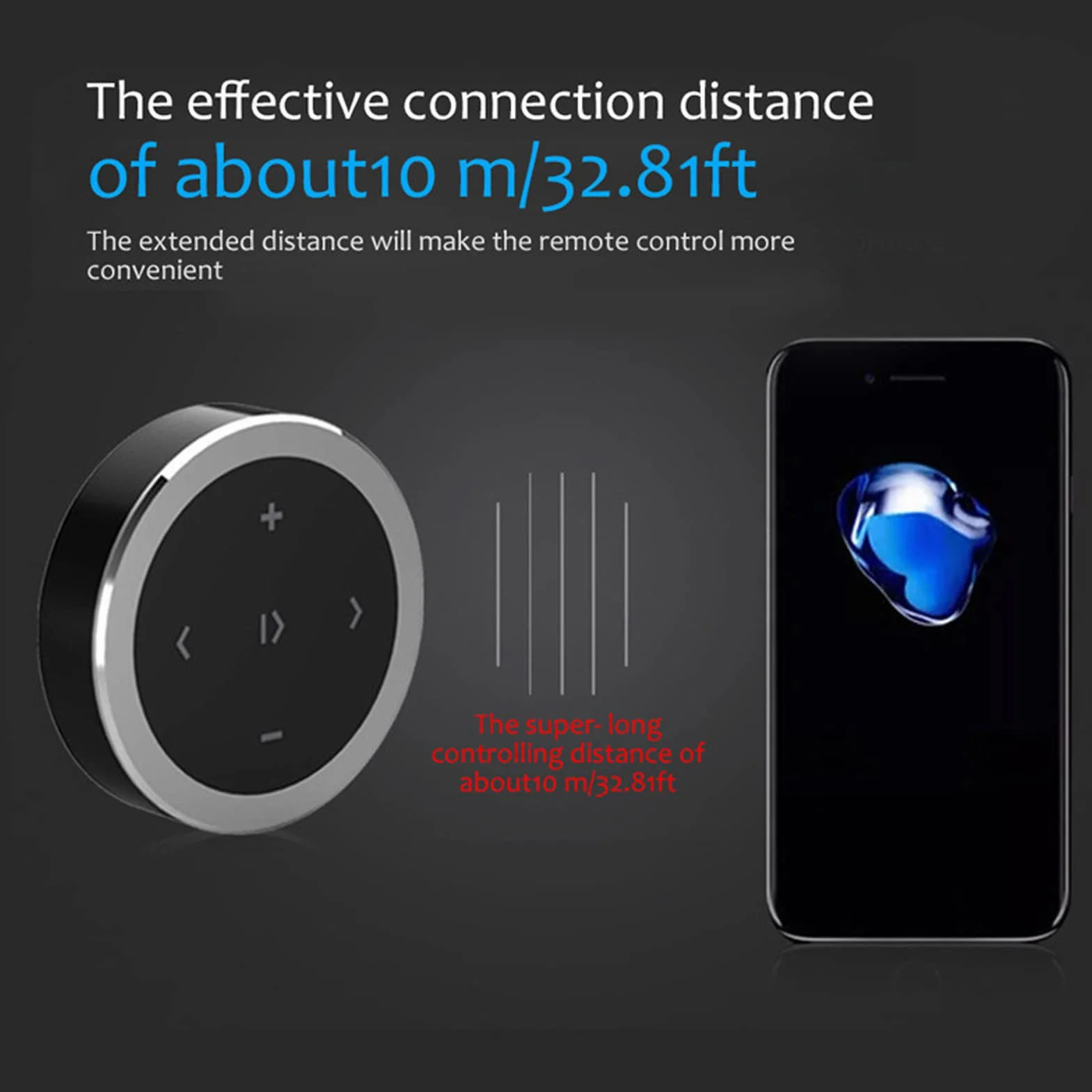 Bezprzewodowy Pilot Bluetooth do Kierownicy Samochodu, Kompatybilny z iPhone i Android