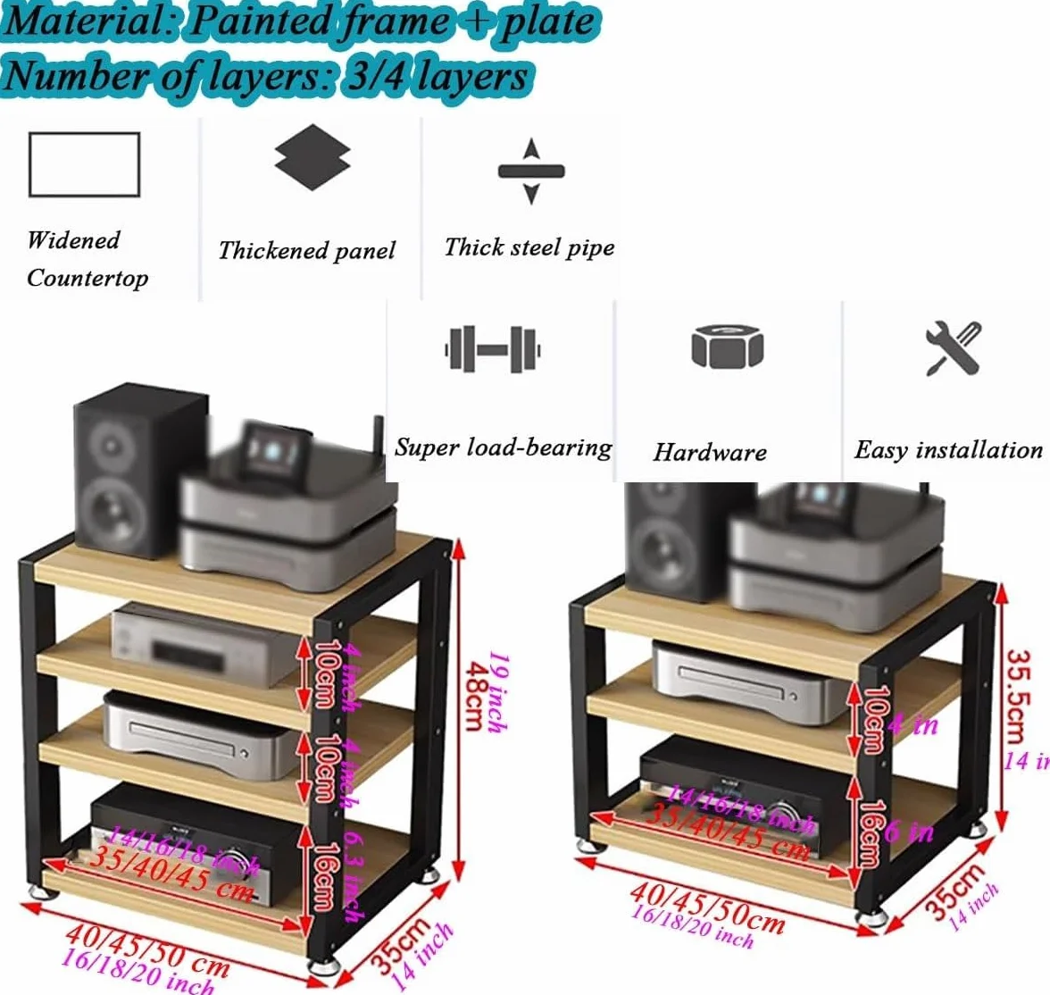 Mały stojak na amplituner stereo do domowego sprzętu audio, wielofunkcyjne centrum rozrywki Głośnik multimedialny Odtwarzacz wideo CD Gramofon Stojak meblowy, Szafka do przechowywania kompon