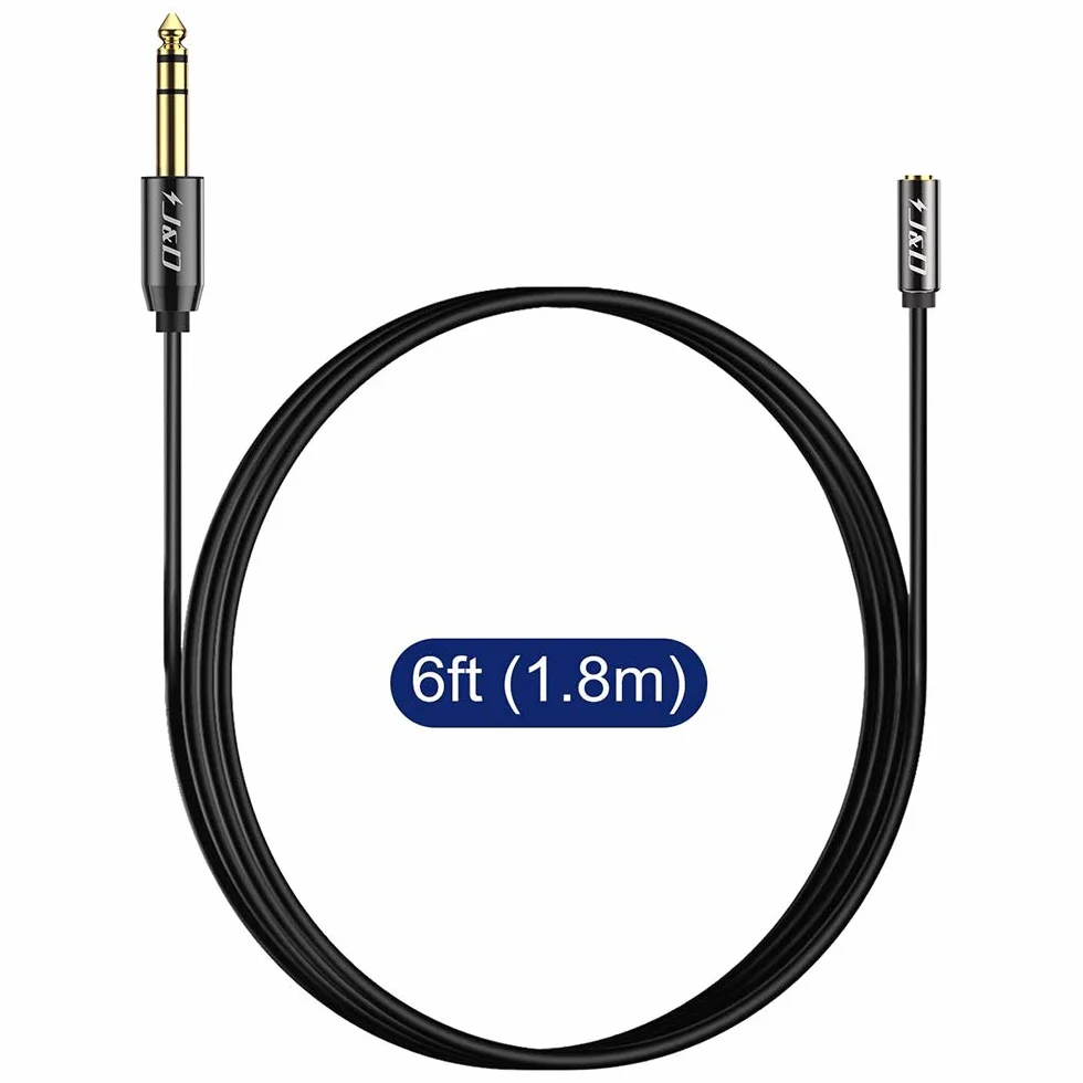 J&D 3,5 mm zu 6,35 mm Kabel, Gold-Plated Kupfer Shell Heavy Duty 3,5mm TRS Weiblich auf 6,35mm TRS Männlich Stereo-Audiokabel Adapter 1.8m