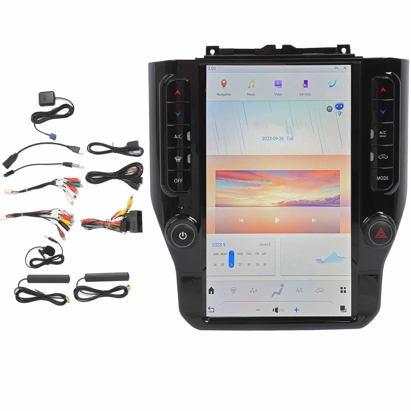 Tomantery Samochodowy Odtwarzacz Multimedialny o Wysokiej Rozdzielczości 11,8-calowy Ekran Carplay dla Samochodowego Zestawu Stereo z Systemem dla 1500, 2500, 3500, 4500, 5500 (8+128G)