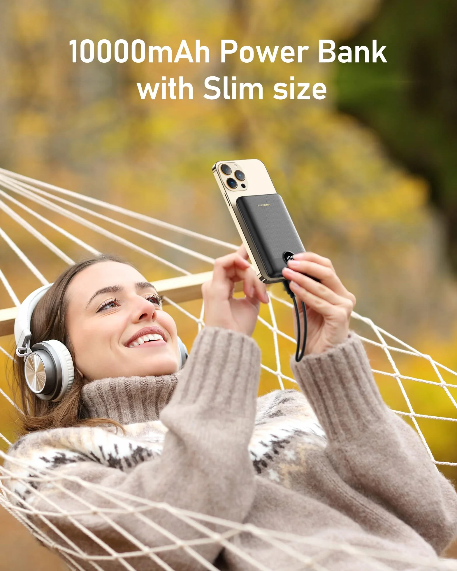 VEEKTOMX Mini Power Bank 10000mAh Mały Power Bank 22.5W Quick Charge, PD 3.0 Szybkie Ładowanie Zewnętrzne Bateria, Podwójne Wyjście Ultra Kompaktowa Ładowarka Kompatybilna iPhone 14/Sumsang s22/Xiaomi