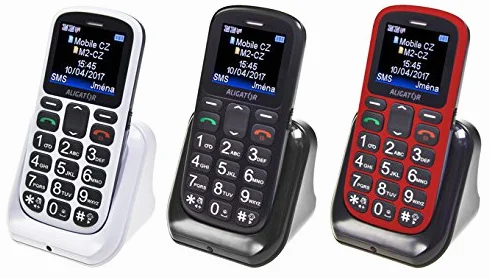 Aligator A321 telefon komórkowy dla seniorów z przyciskiem SOS i lokalizatorem czerwony