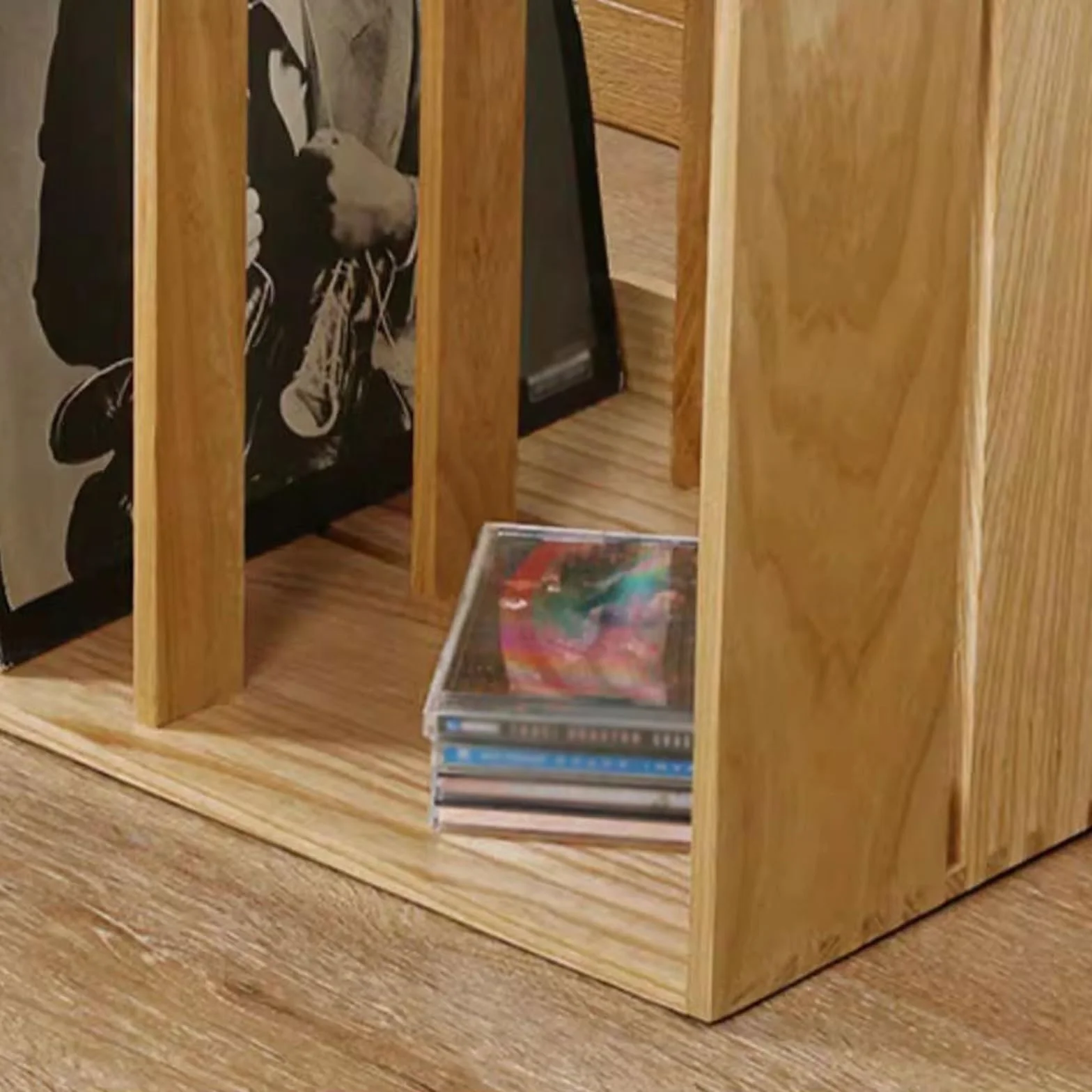 stojak do przechowywania płyt CD Stojak na płyty winylowe, otwarty, drewniany, do przechowywania albumów CD i książek