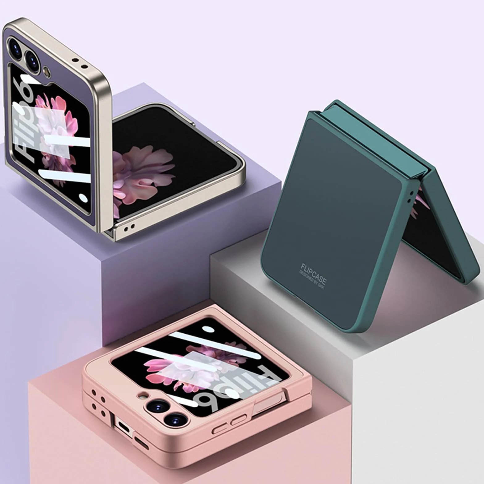 Smukłe etui do Samsung Galaxy Z Flip 6, lekkie, luksusowe, matowe etui na telefon z osłoną ekranu ze szkła hartowanego, złote