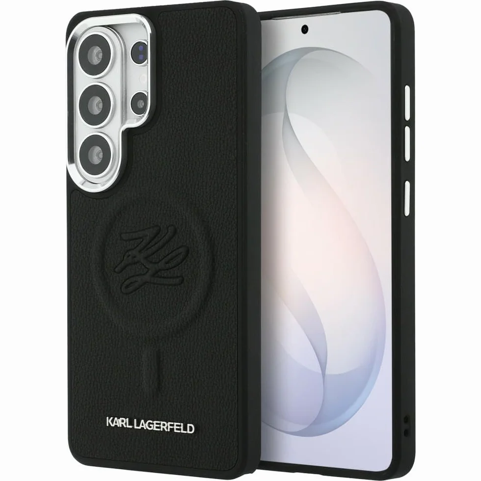 CG MOBILE Karl Lagerfeld wytłoczone inicjały pierścieniowe kompatybilne z MagSafe etui do Samsung Galaxy S26 Ultra (czarne)