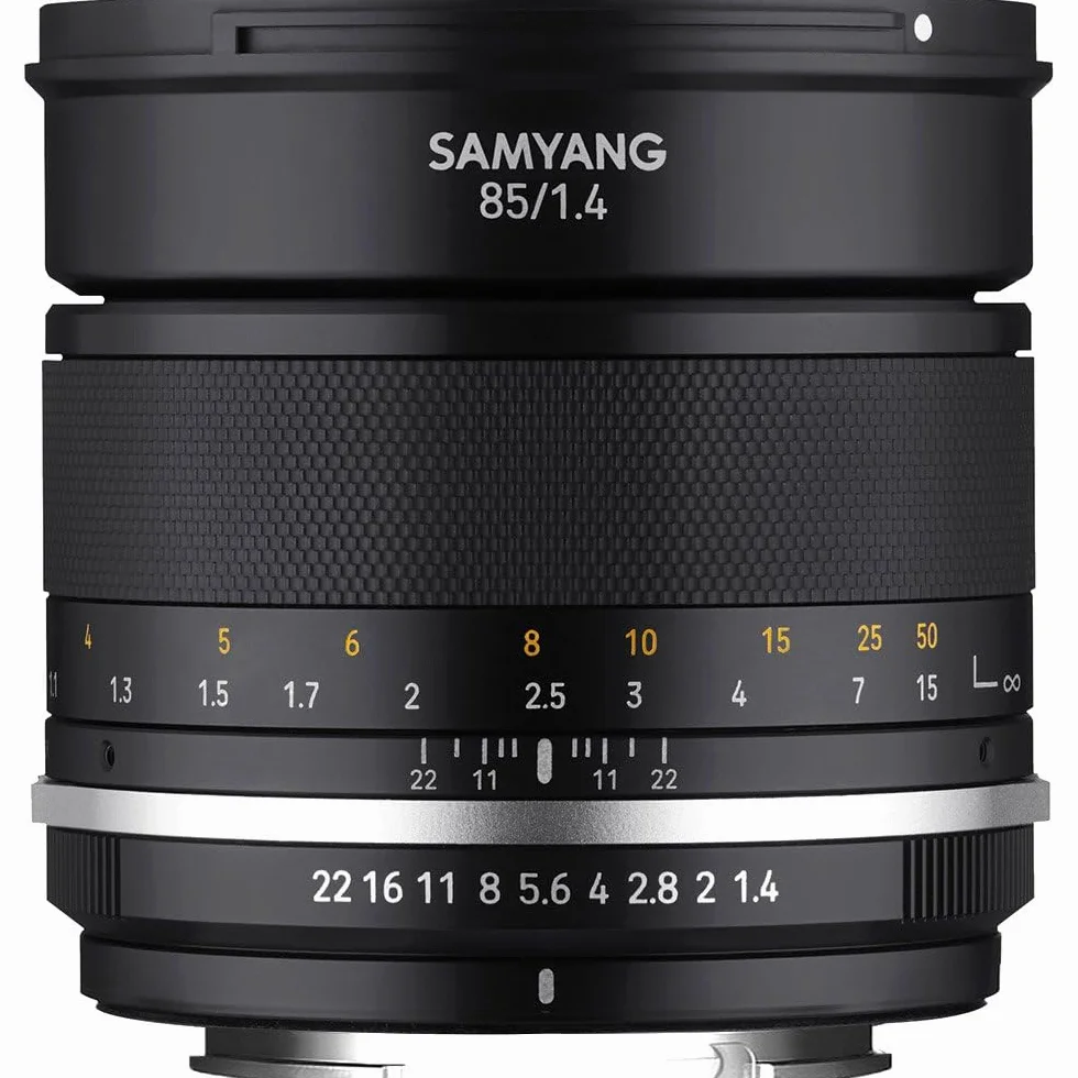 SAMYANG 22995 MF 85 mm F1,4 MK2 Fuji X – obiektyw portretowy, ręczna regulacja ostrości dla pełnoformatu i stałej ogniskowej APS-C Fuji X Mount, 2 generacje do Fujifilm X-T1, X-T3, X-H1, X-T30, X-Pro3, X-T200, X-T4
