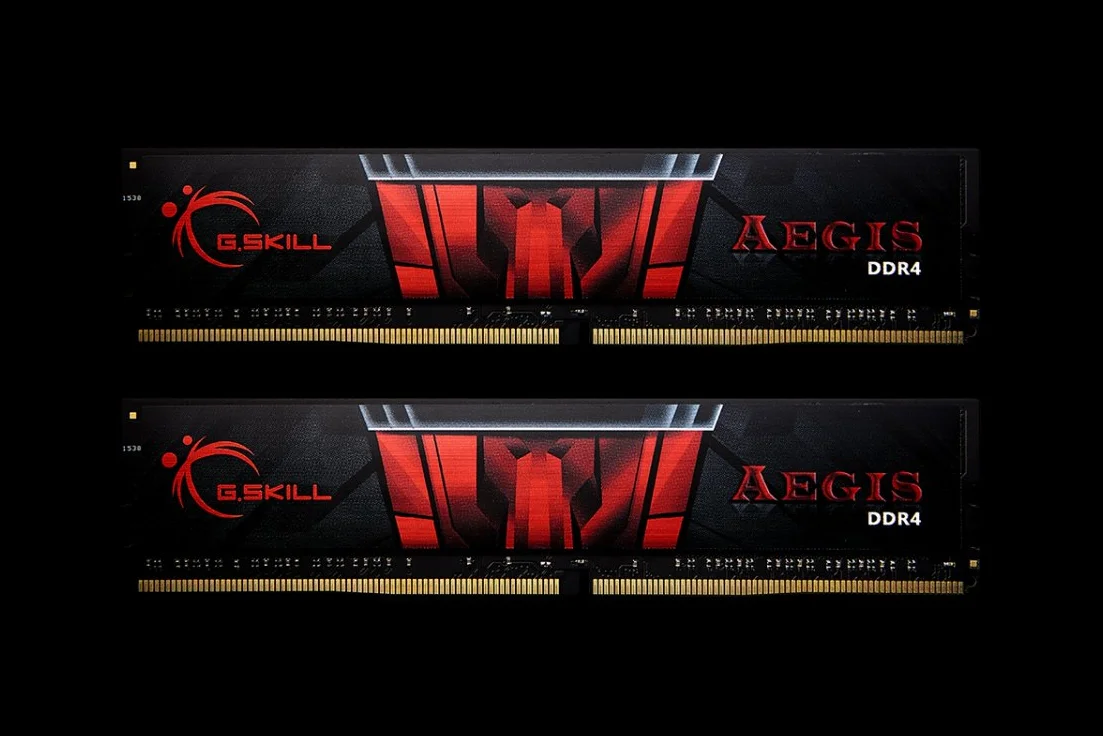 Pamięć PC - G.Skill Aegis 16 GB (2 x 8GB) DDR4 3000 MHz CL16 - Zestaw dwukanałowy 2 barretki pamięci RAM DDR4 PC4-24000 - F4-3000C16D-16GISB (dożywotnia gwarancja G.Skill)
