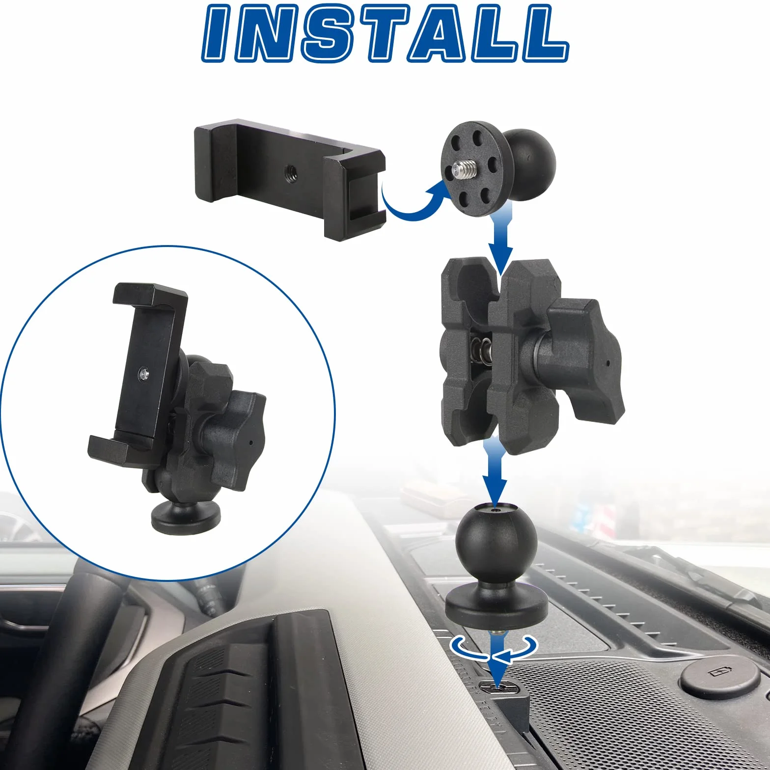 Uchwyt na telefon na deskę rozdzielczą ze stopu aluminium do akcesoriów Ford Bronco 2021 2022 stabilizator zapobiegający wstrząsom niestandardowy regulowany uchwyt na telefon na deskę rozdzielczą