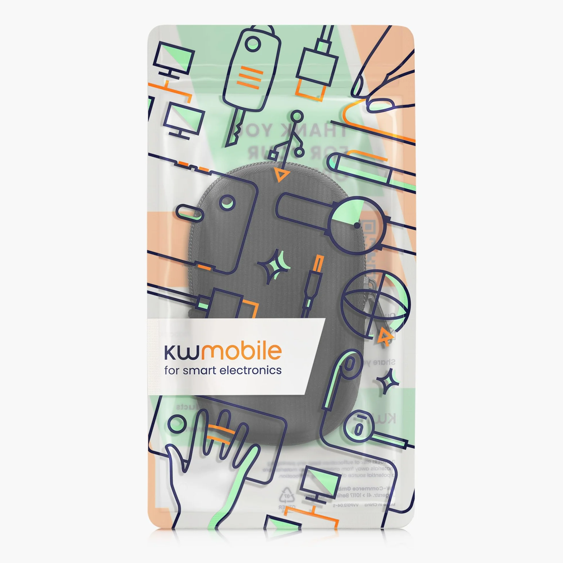 kwmobile etui na mysz kompatybilne z Logitech Pebble Mouse 2 M350s / M350 Etui na mysz Bluetooth z wytrzymałego sznurka i neoprenu - czarne