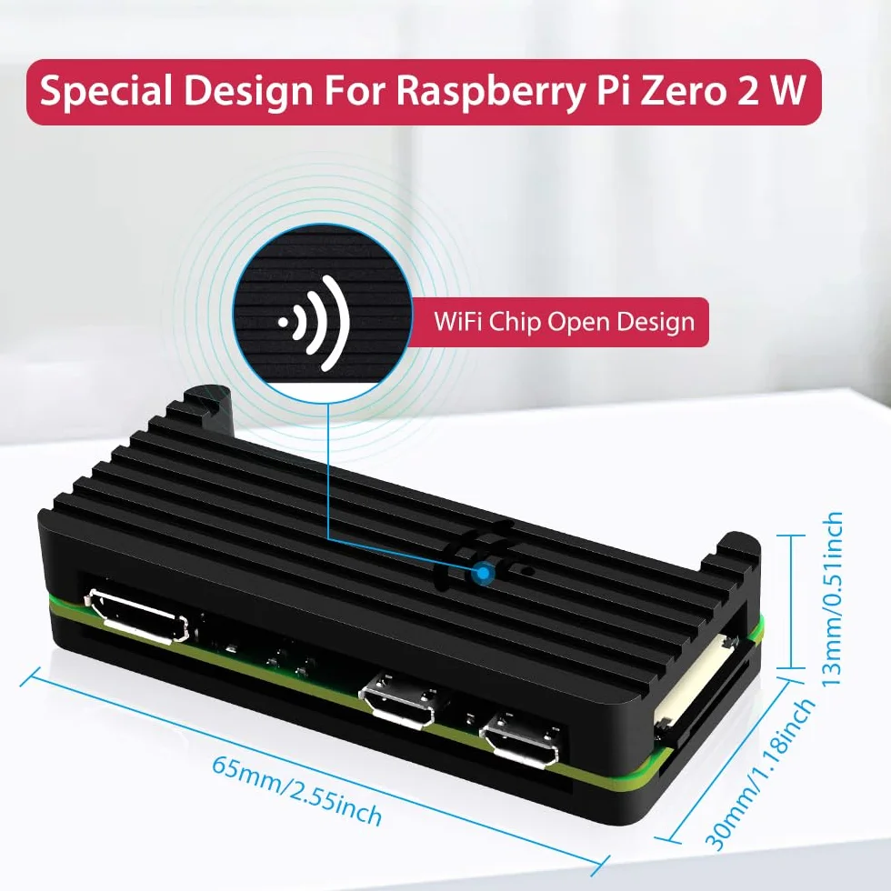 GeeekPi Podstawowy Starter Kit dla Raspberry Pi Zero 2 W, z obudową Zero 2 W, 20-stykowym złączem GPIO, radiatorami, OTG, przełącznikiem MicroUSB, kablem MicroUSB do OTG, adapterem HDMI dla Zero 2 W