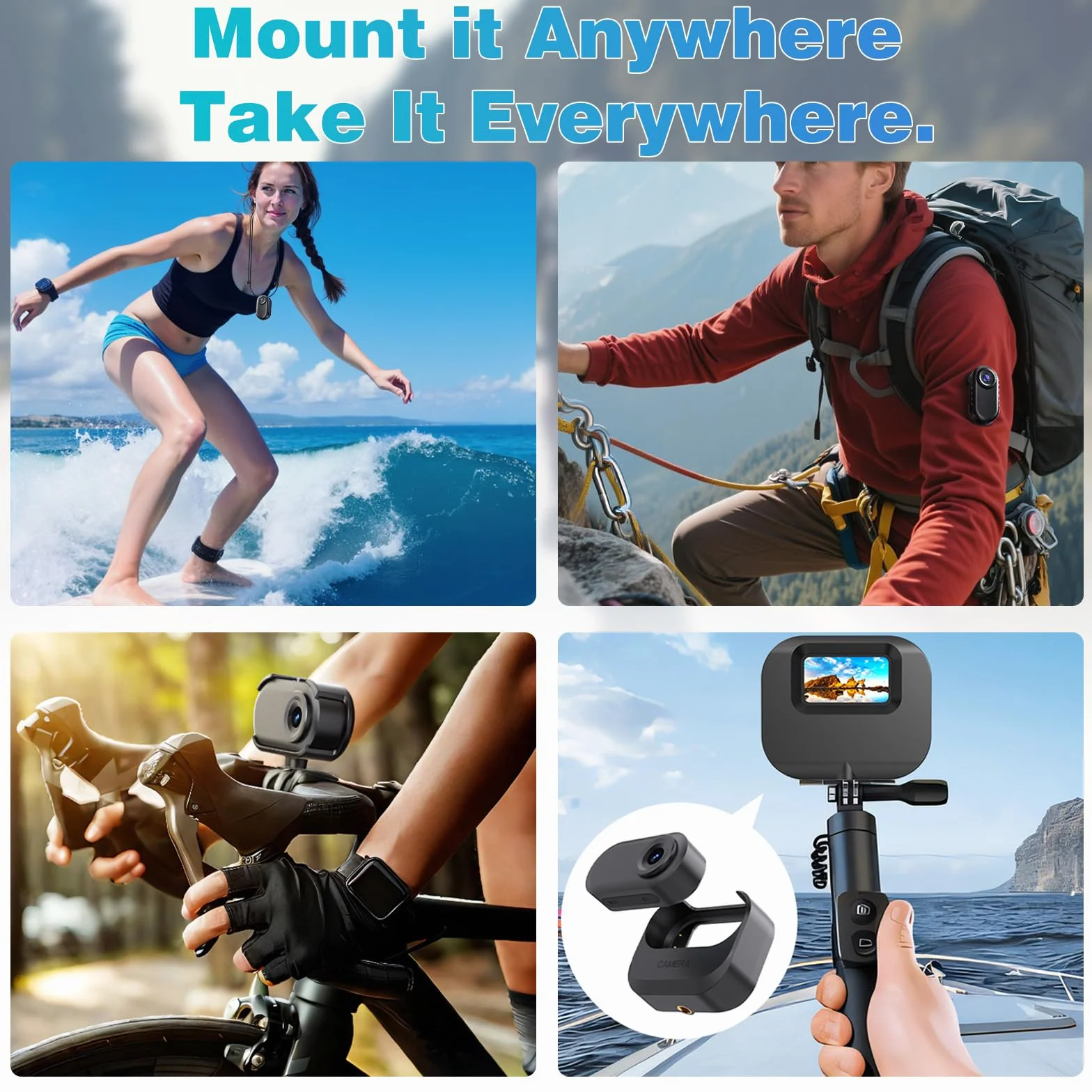 Mini Action Cam, 64 GB przenośna kamera sportowa i magnetyczna ładowarka z baterią 1150 mAh, mała kamera 1080p z wielofunkcyjnymi akcesoriami do prezentów, vlogów, podróży, aktywności na