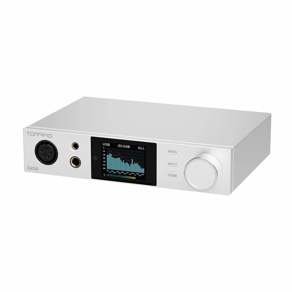 Topping DX5 II DAC Bluetooth 5.1 wzmacniacz słuchawkowy, chip DAC ES9039Q2M, wzmocnienie X-Hybrid, 10-pasmowe wyrównywanie i zbalansowane wyjście, USB XMOS, wysoka rozdzielczość, RC, srebrny